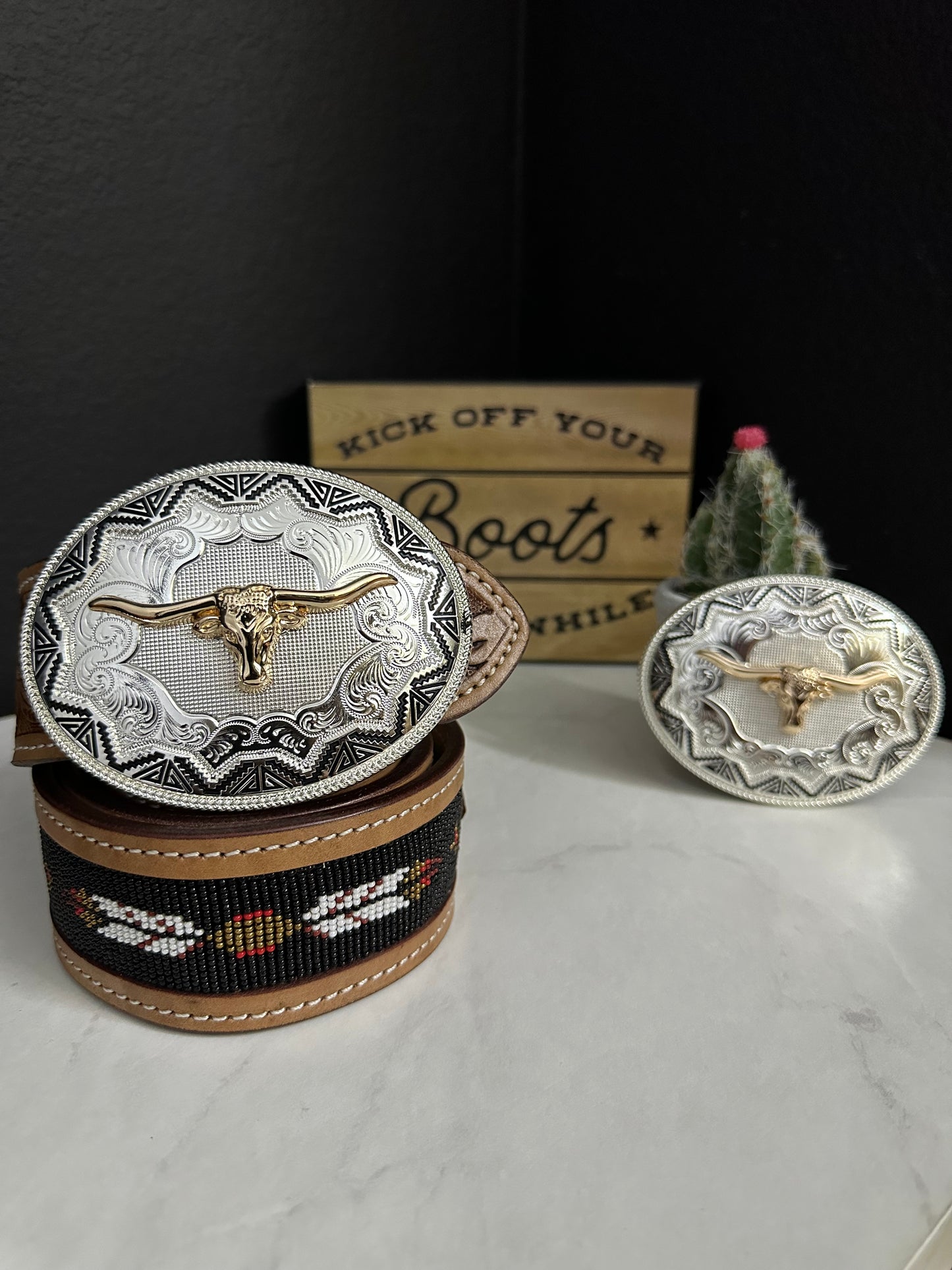 Arlo Long Horn Belt Buckle