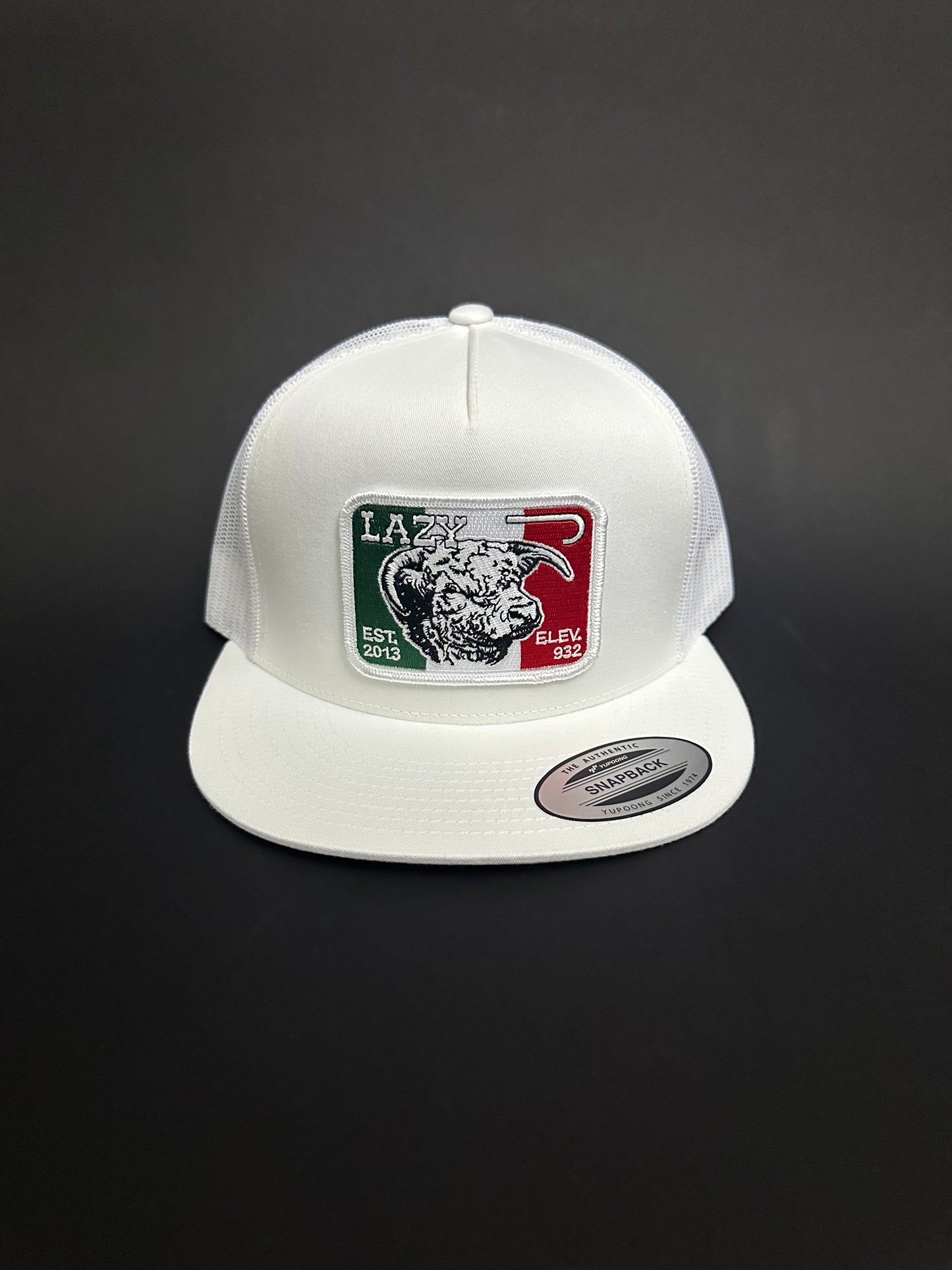 Lazy J White Classic 5 Panel Trucker Hat MX