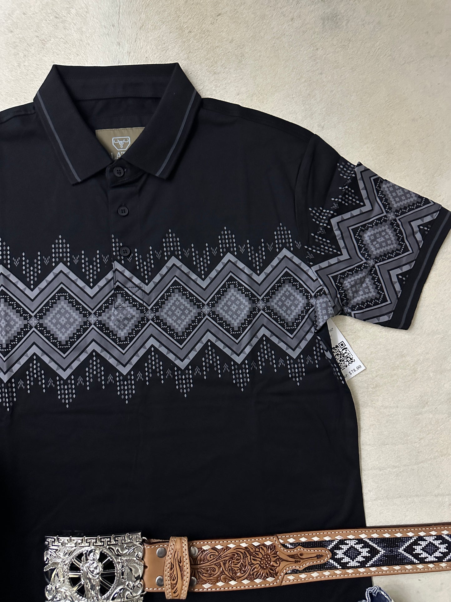 Riven Modern Fit Stretch Cotton Aztec Polo 167