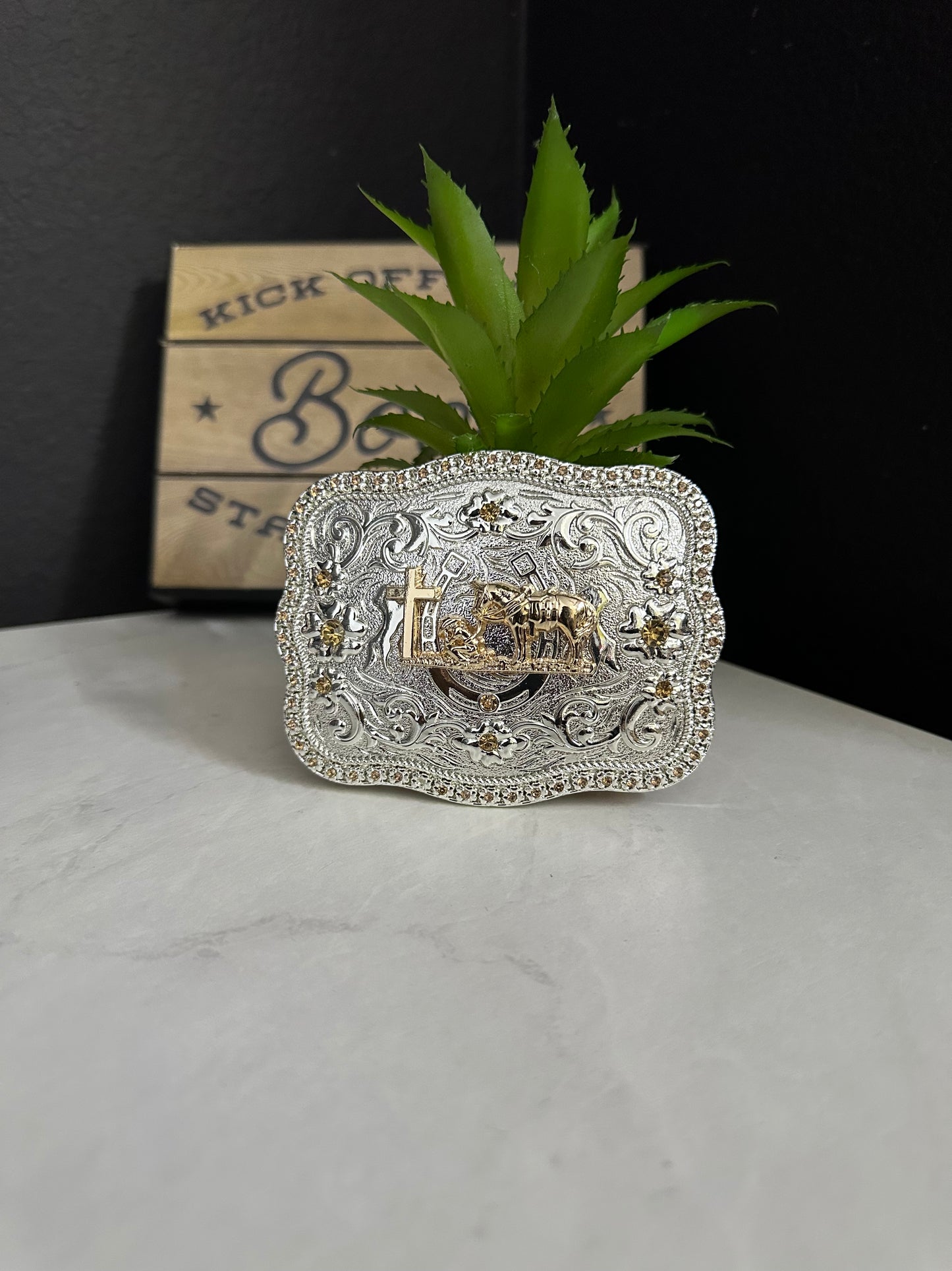 Brahman Praying Cowboy Belt Buckle