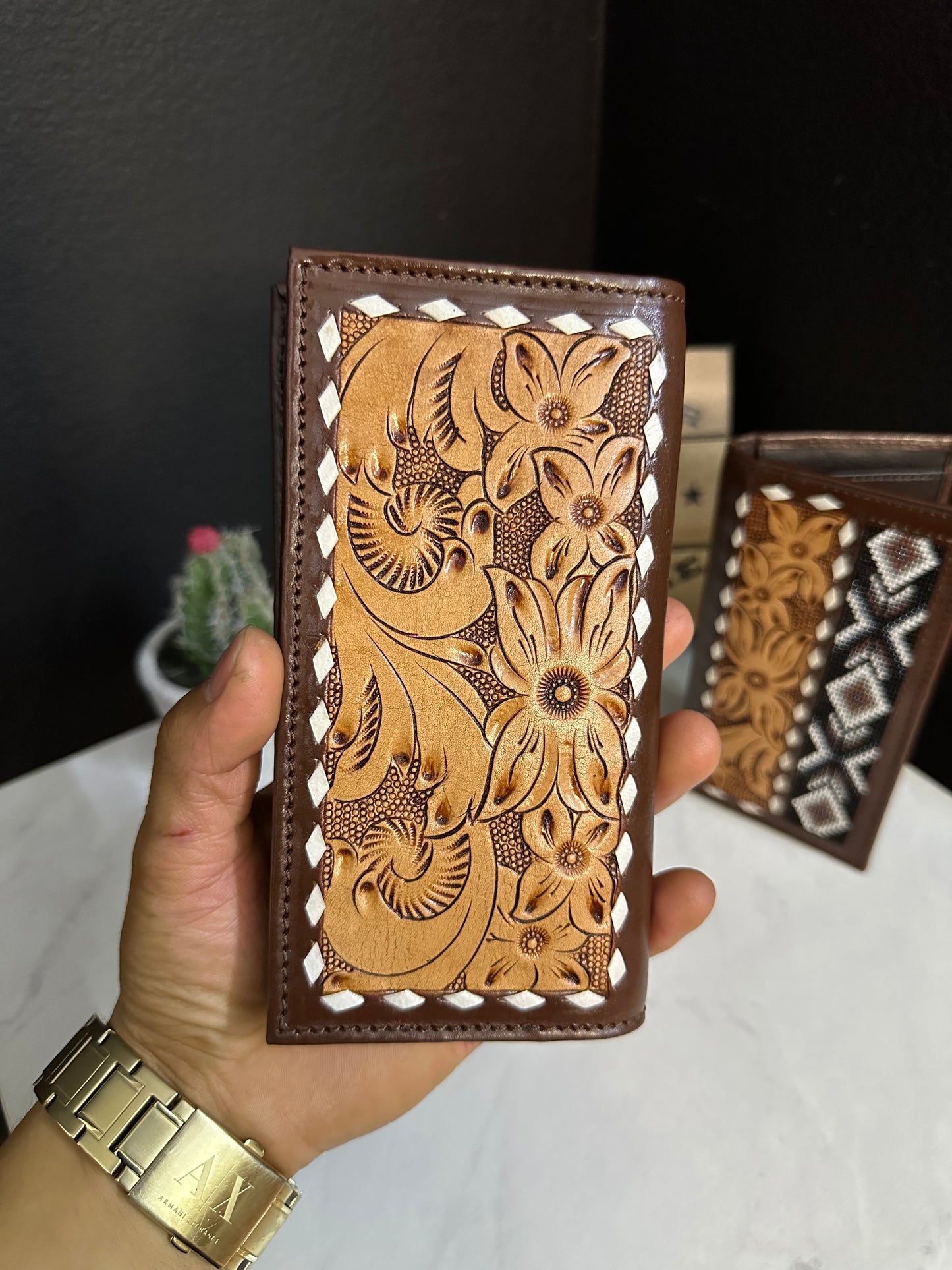Men Tooled Inlay Beaded Rodeo Wallet-97