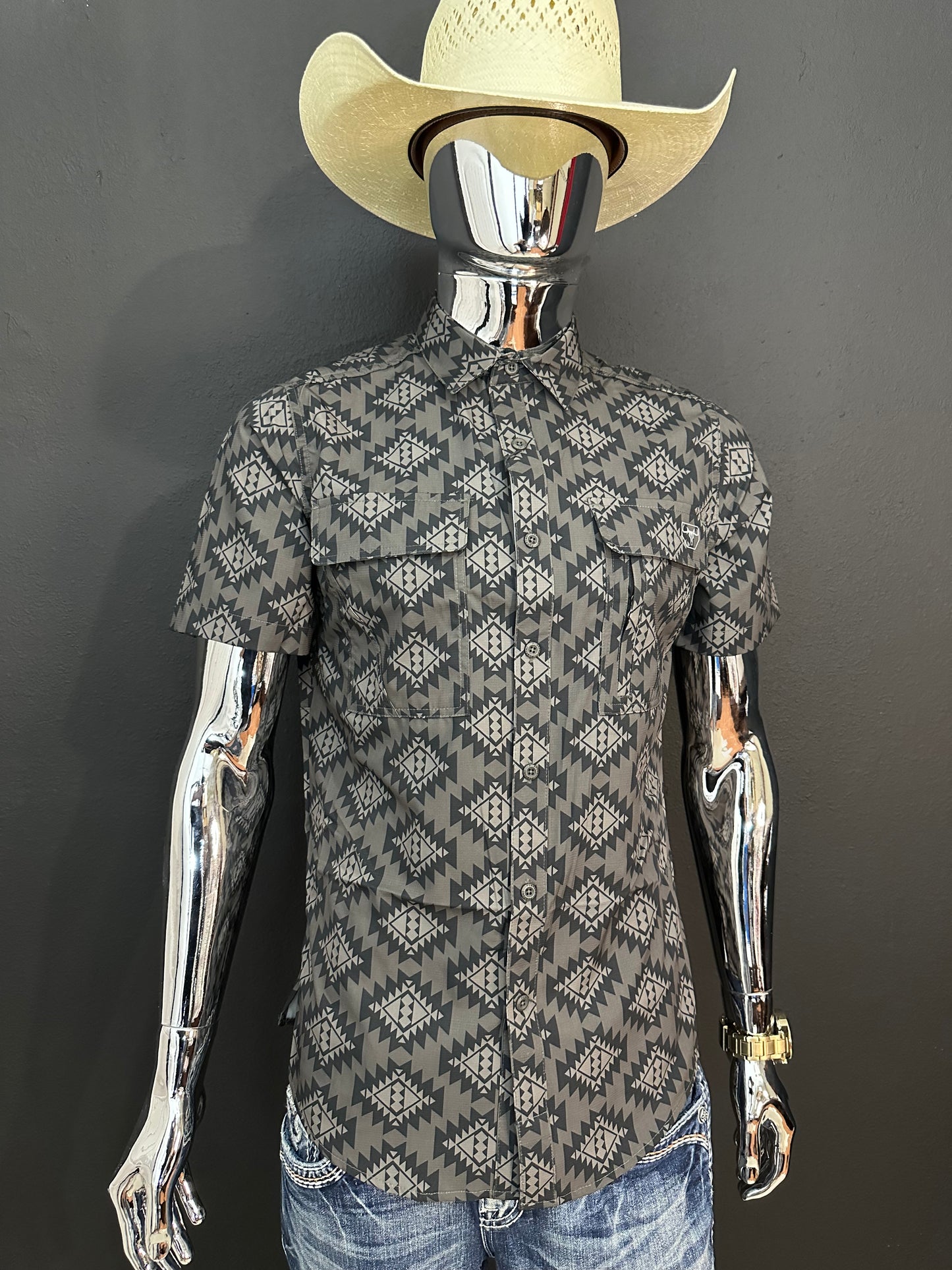 Zack Mens Performance Short Sleeve Aztec Print 9739