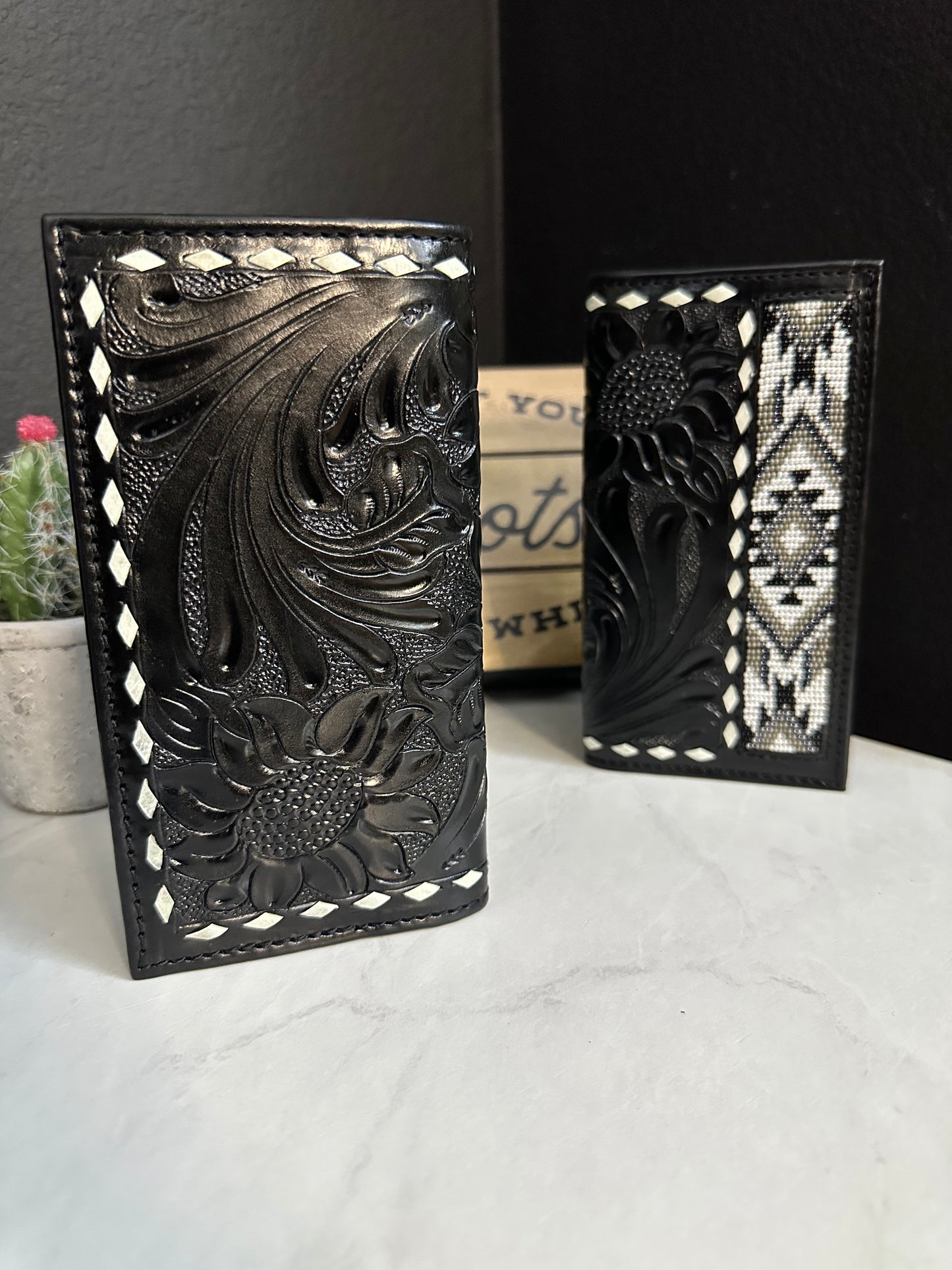 Men Tooled Inlay Beaded Rodeo Wallet-2027