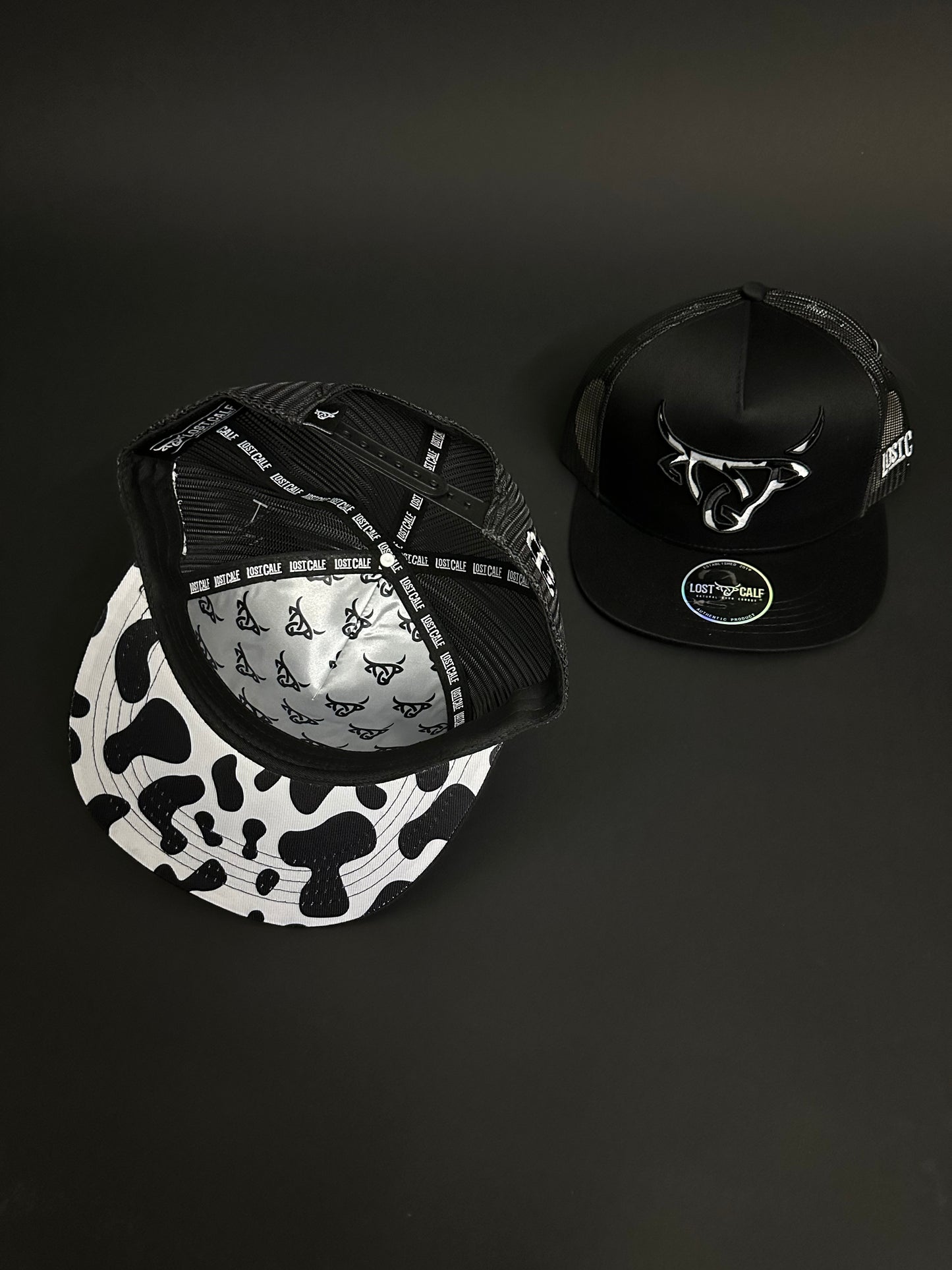 Lost Calf Black Cow Print Snapback