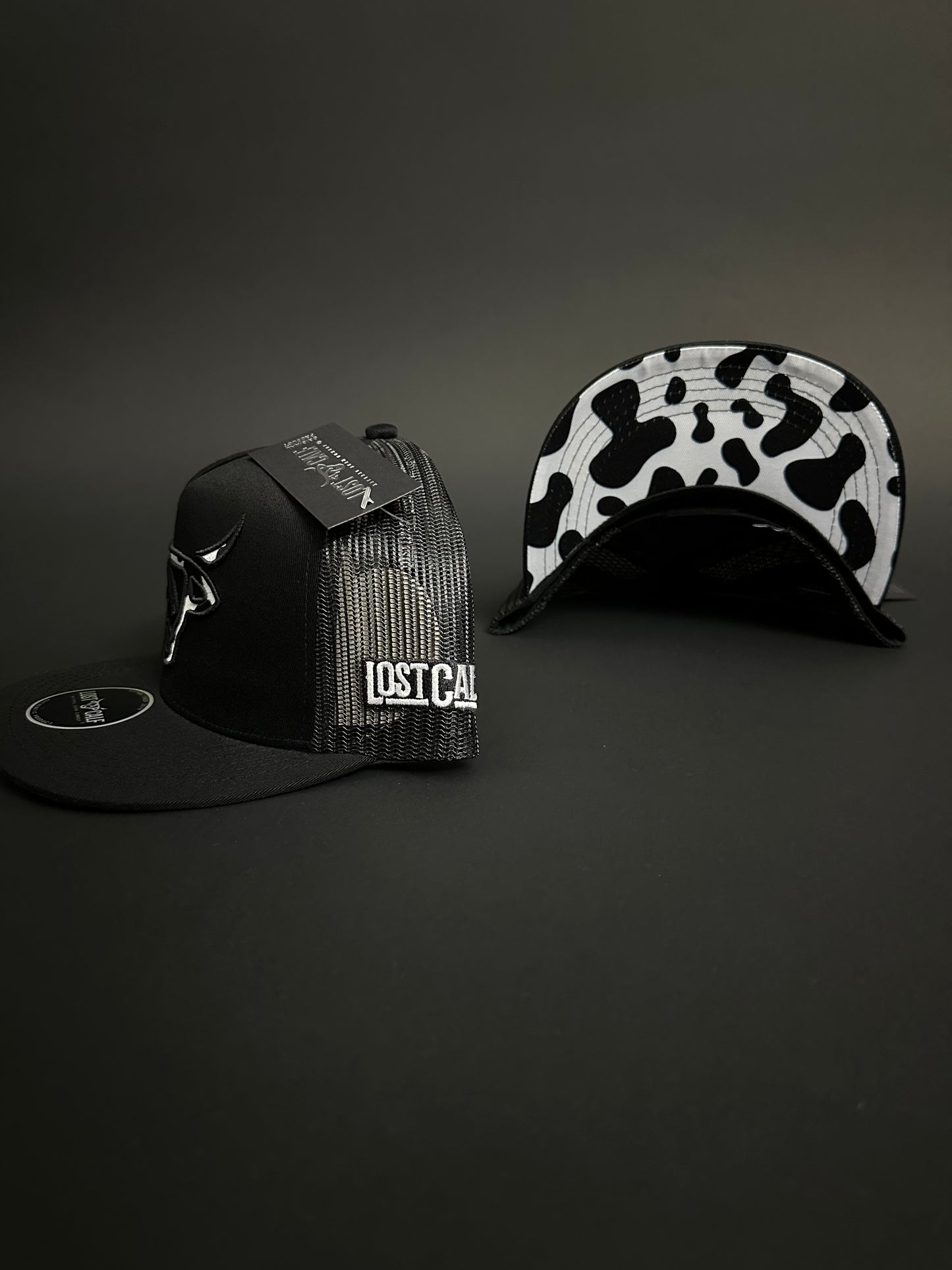 Lost Calf Black Cow Print Snapback