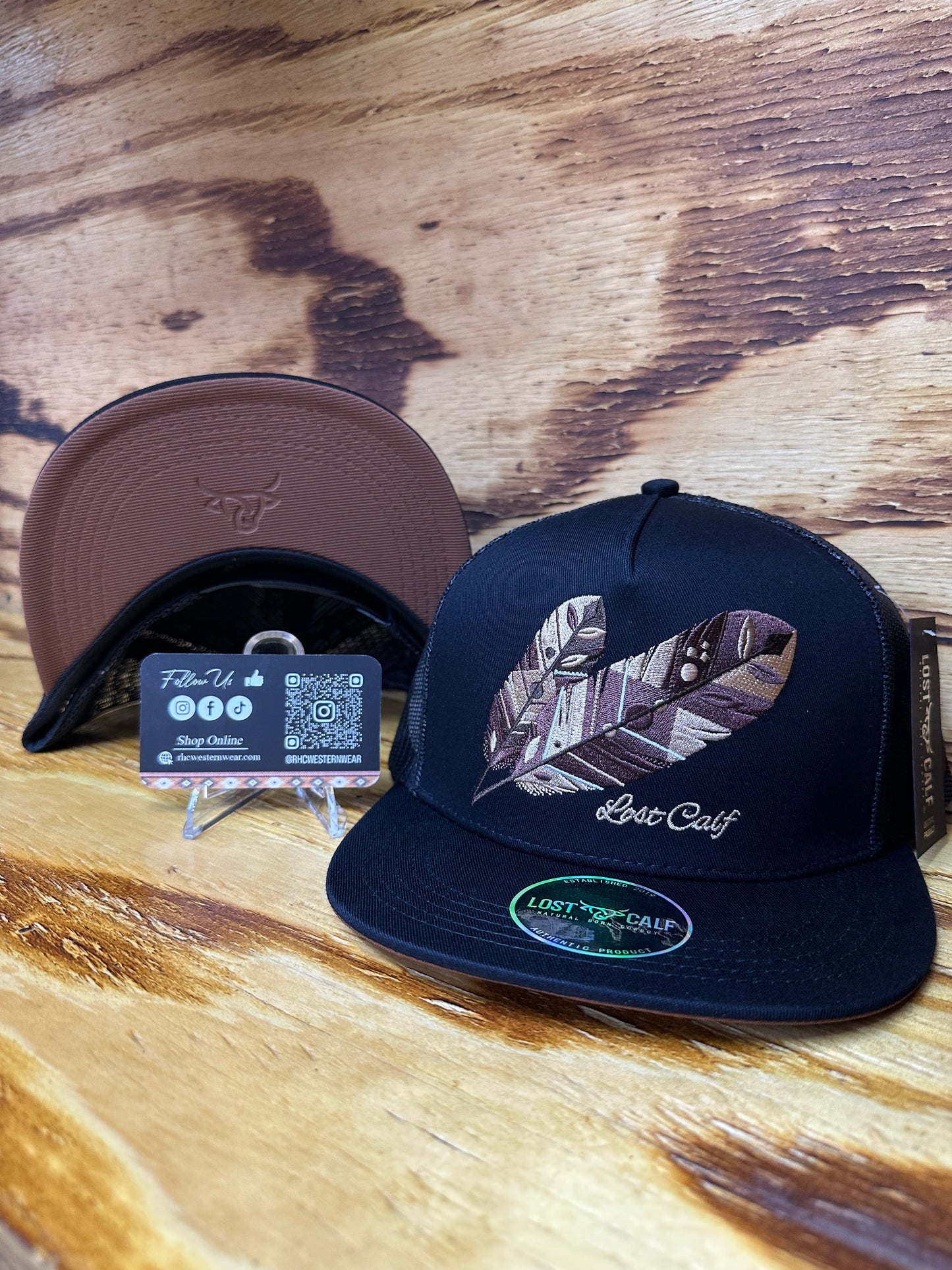 Lost Calf Snapback Tribal Feather Brown