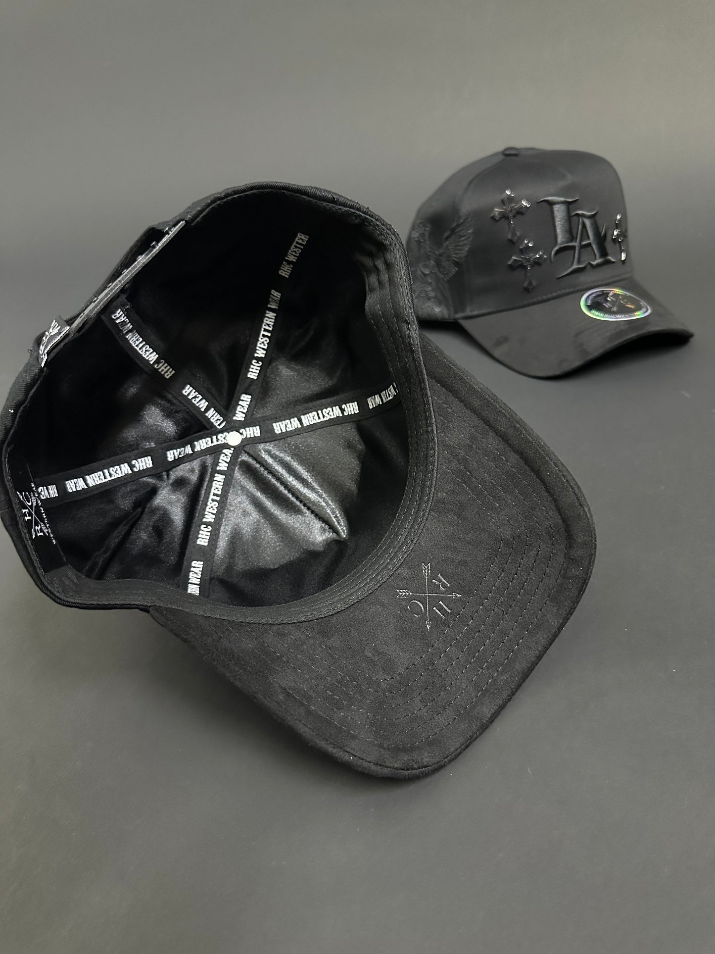 Black Angel Rhinestone Metal Crosses Hats