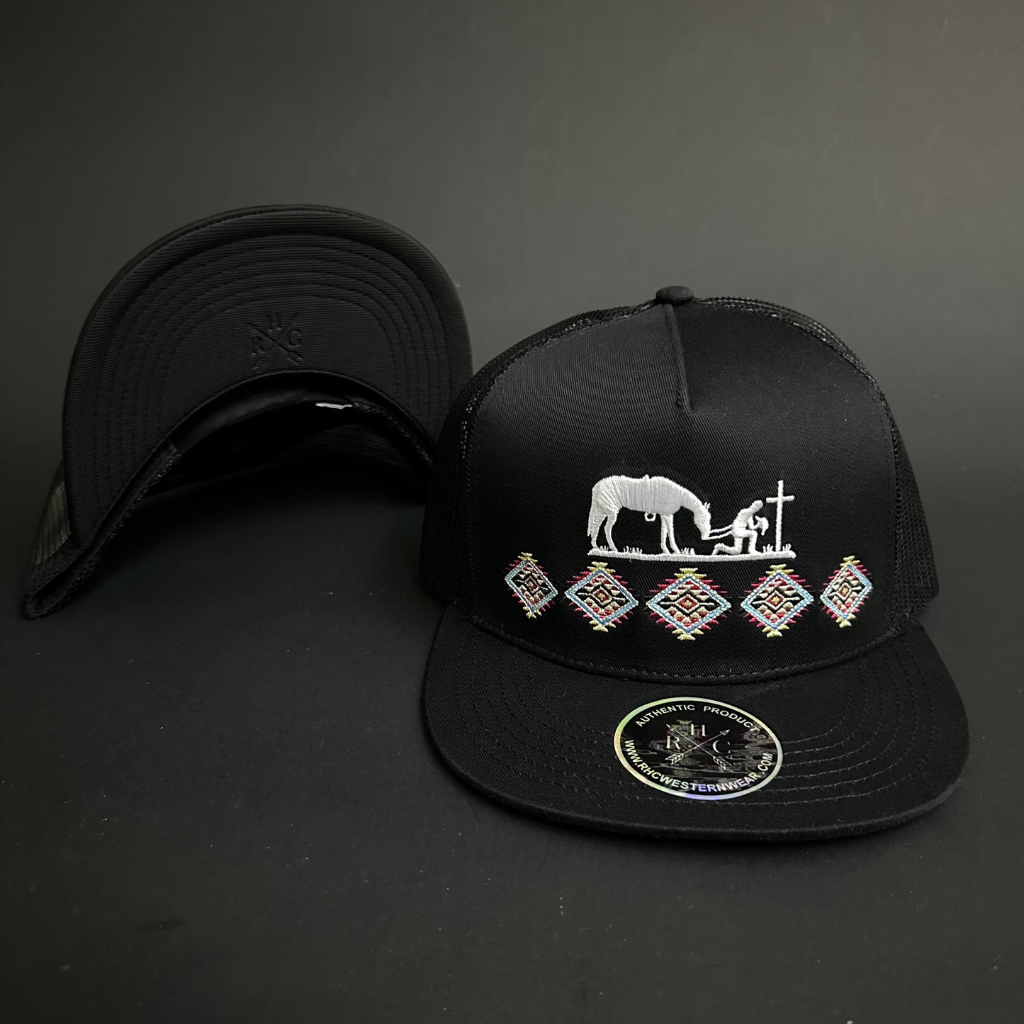 Black Praying Cowboy Aztec SnapBack