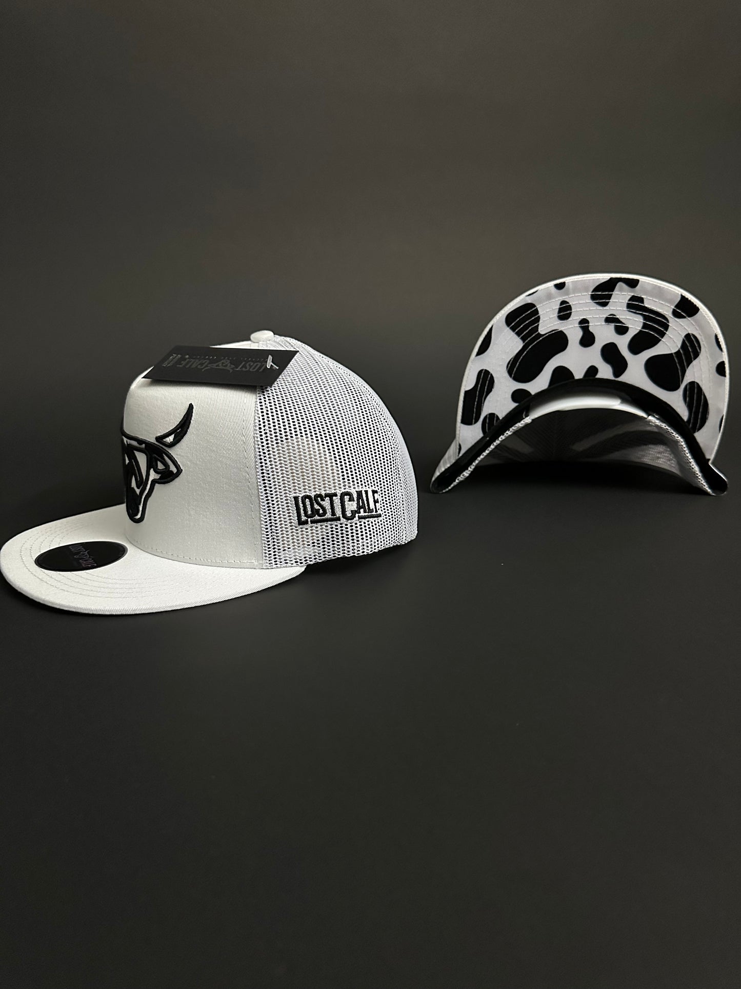 Lost Calf White Cow Print SnapBack