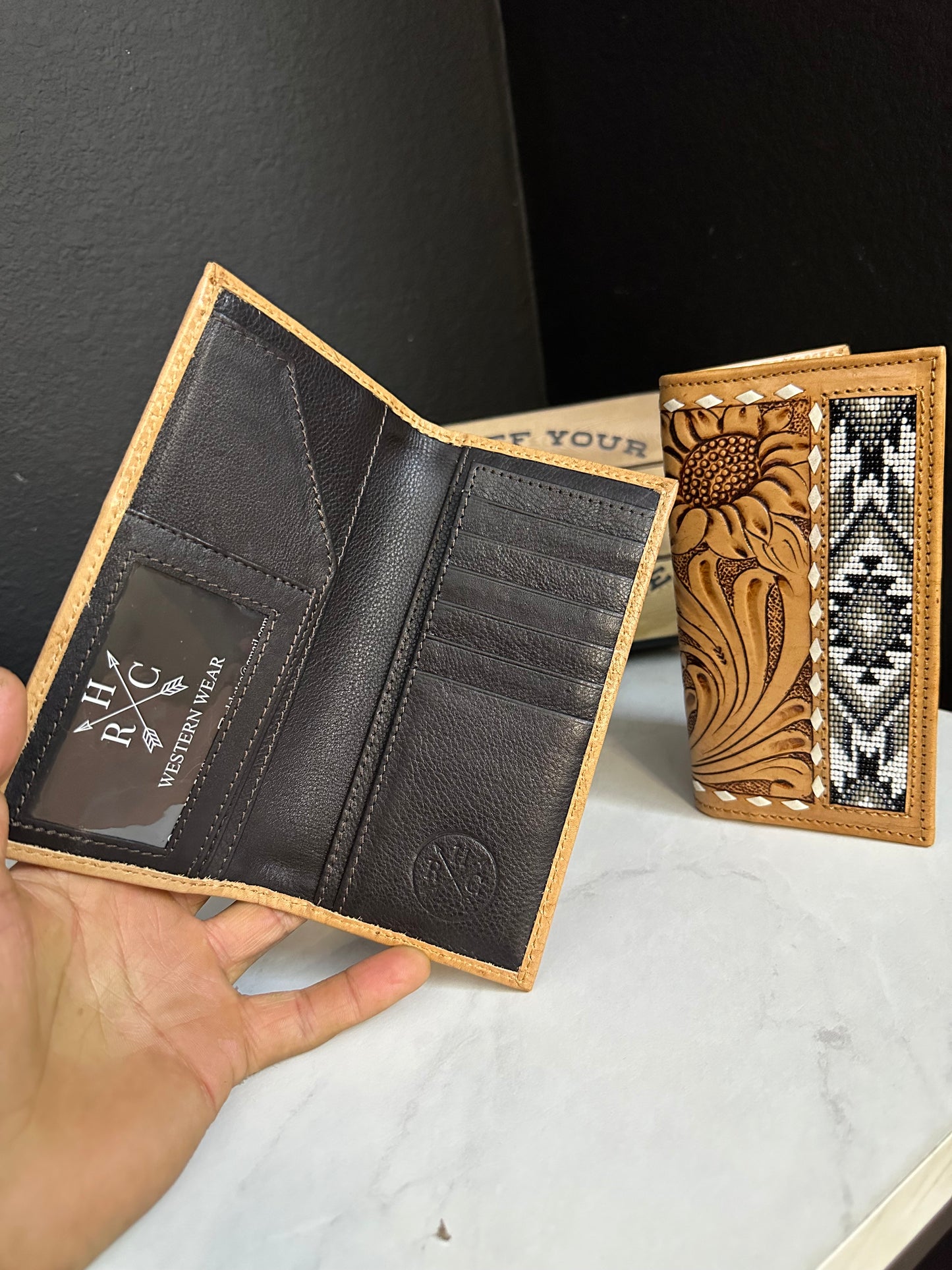 Men Tooled Inlay Beaded Rodeo Wallet-2037