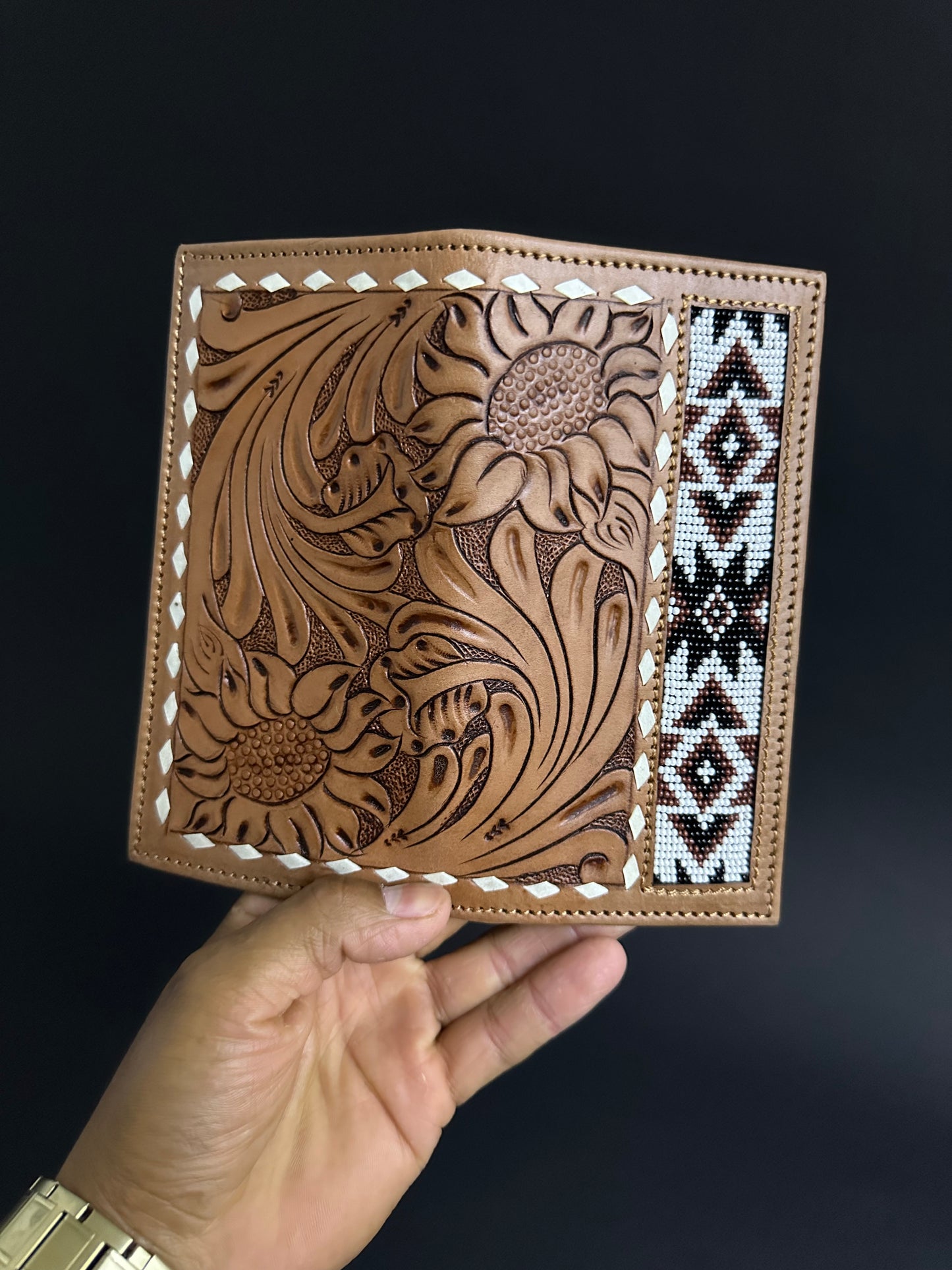 Men Tooled Inlay Beaded Rodeo Wallet-2013