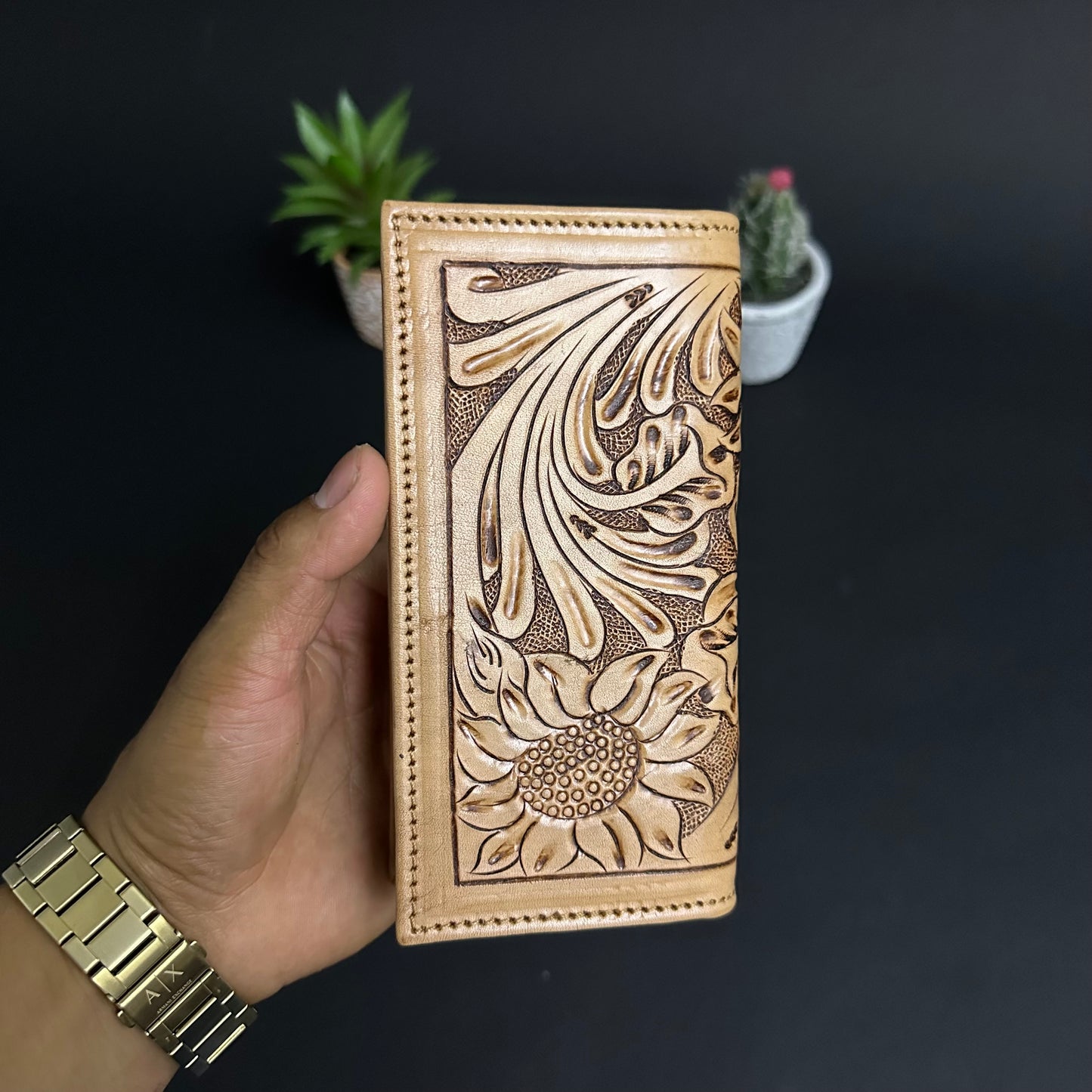Men Tooled Inlay Beaded Rodeo Wallet-2029