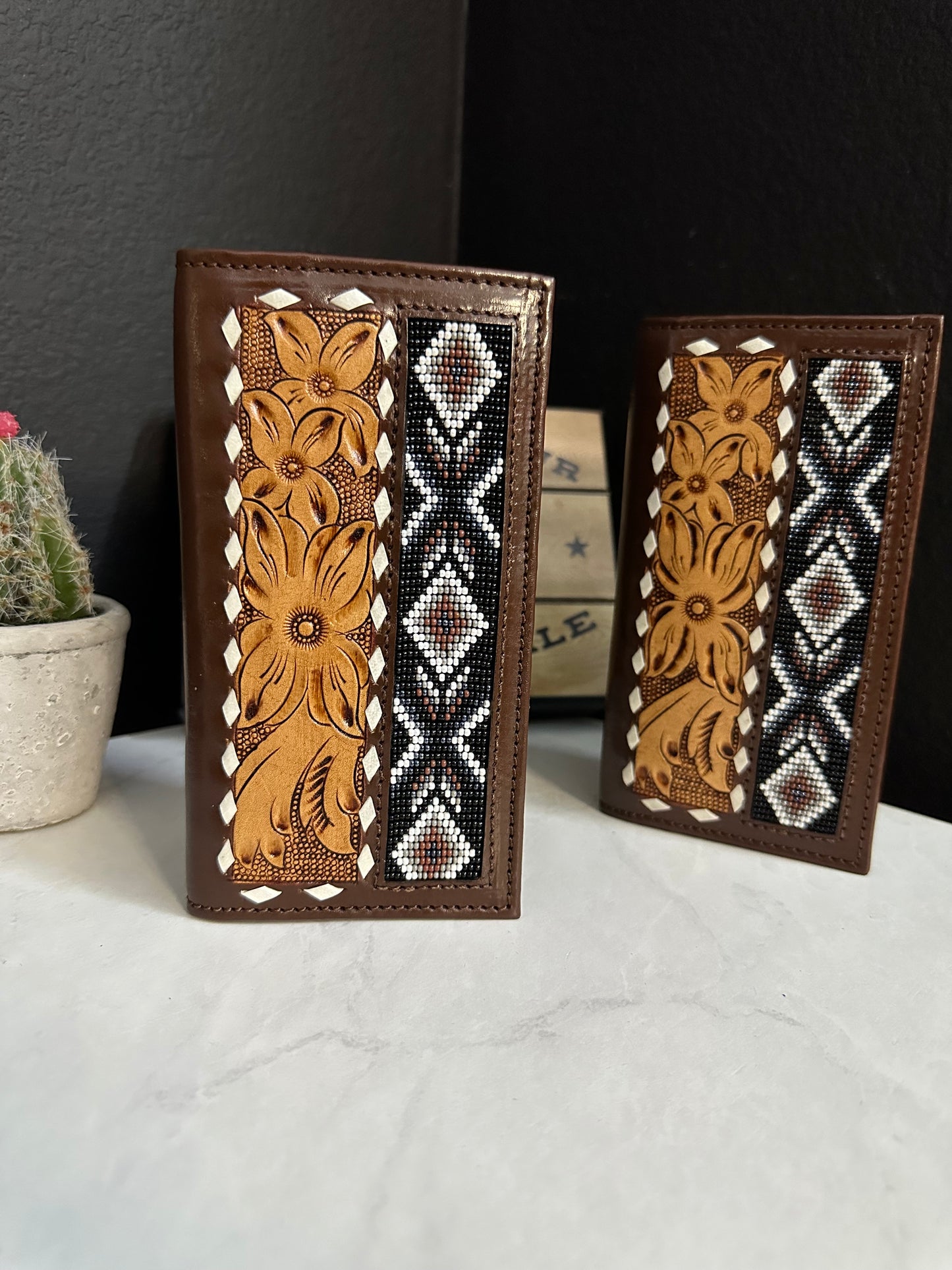 Men Tooled Inlay Beaded Rodeo Wallet-97