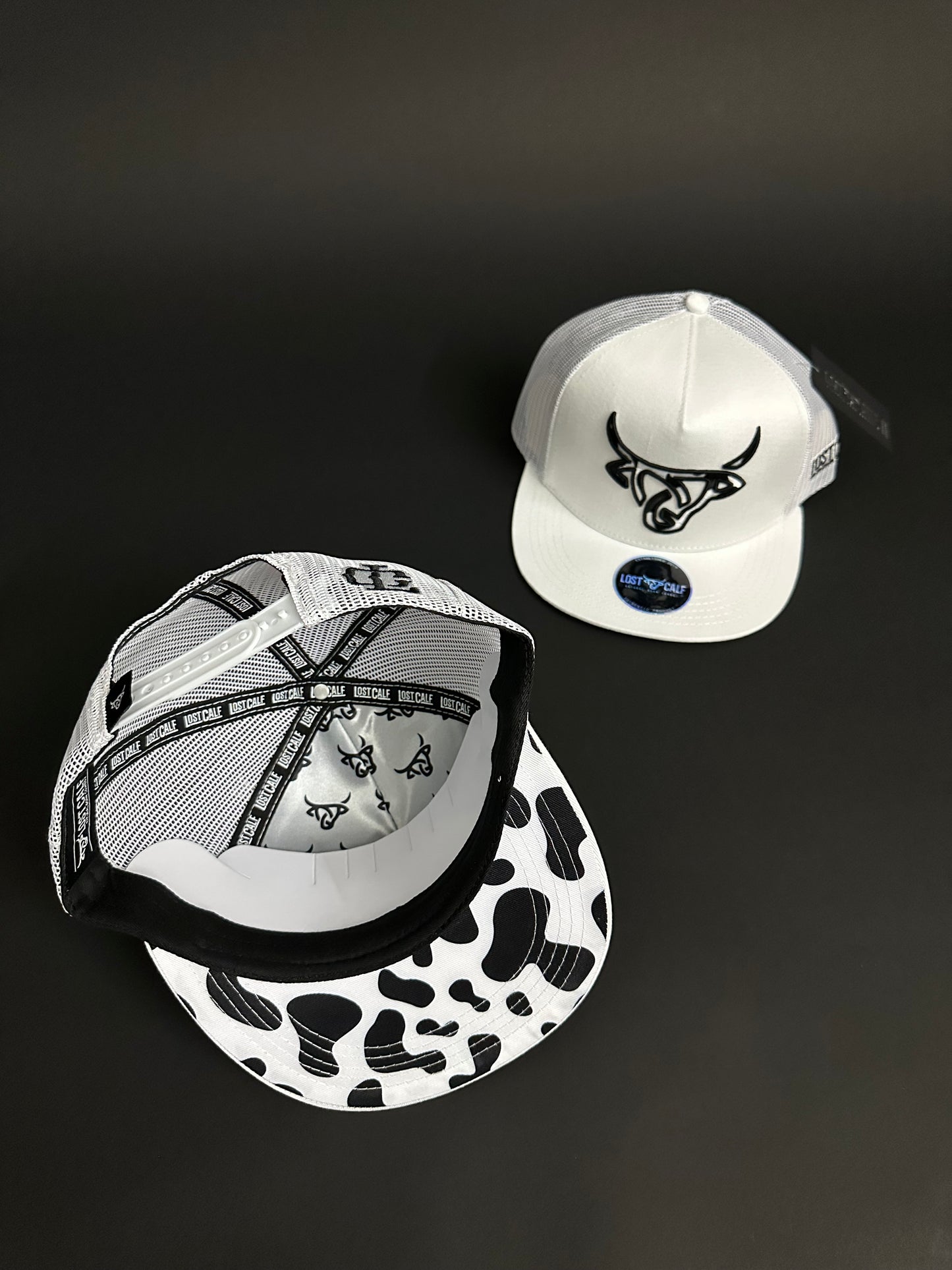 Lost Calf White Cow Print SnapBack