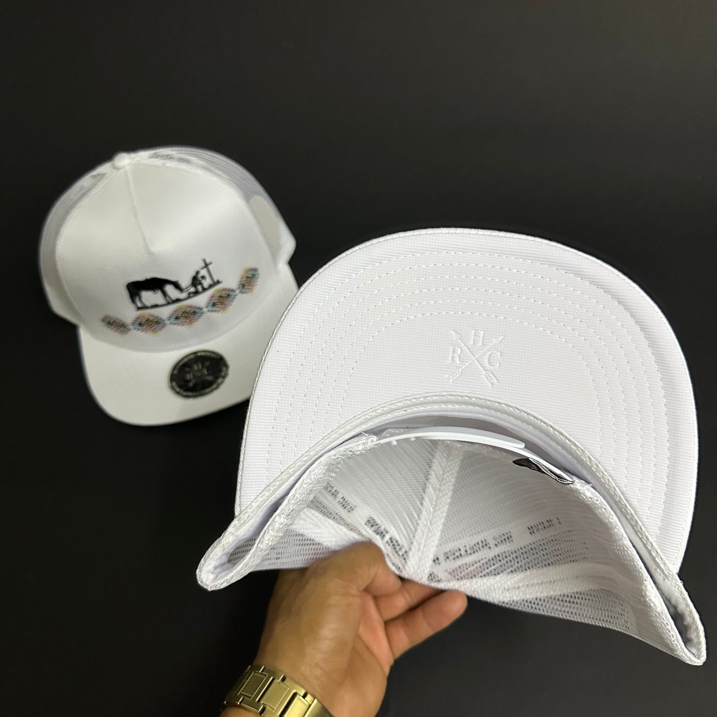 White Praying Cowboy Aztec SnapBack