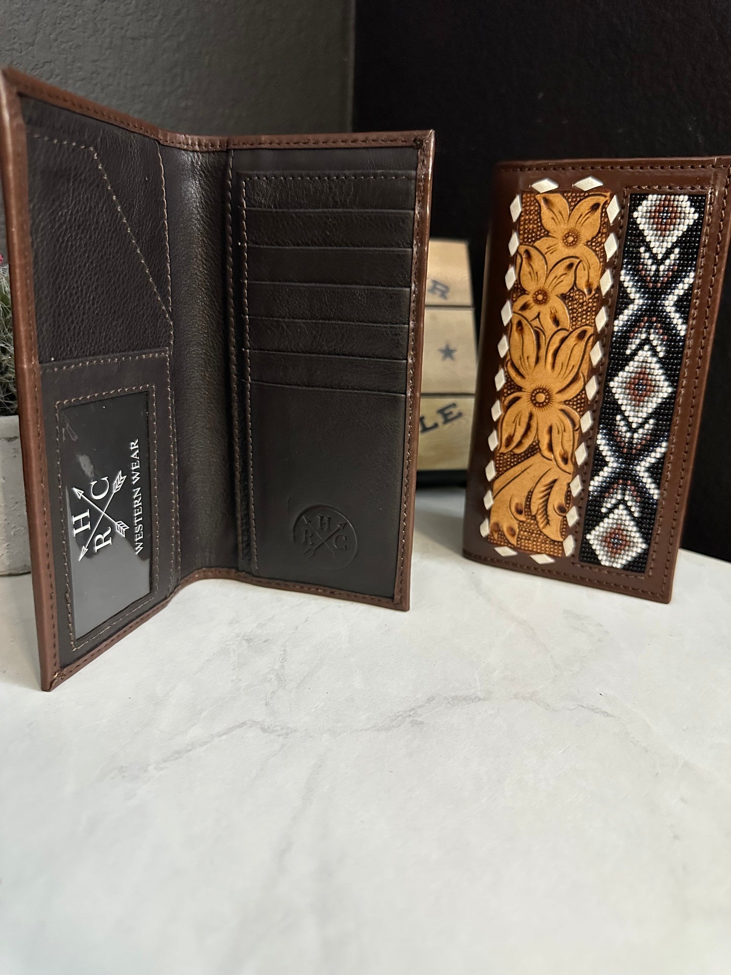 Men Tooled Inlay Beaded Rodeo Wallet-97
