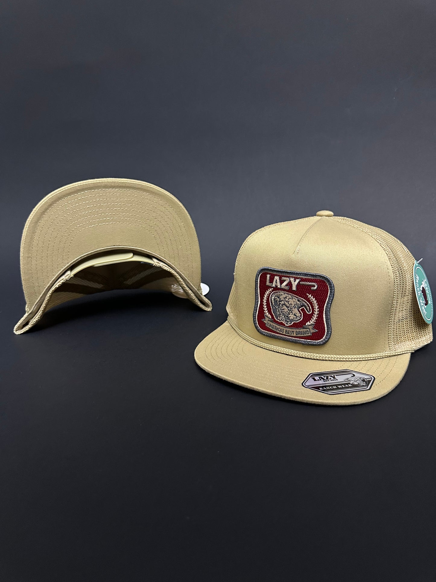 Lazy J Tan Classic Rope Trucker Hat