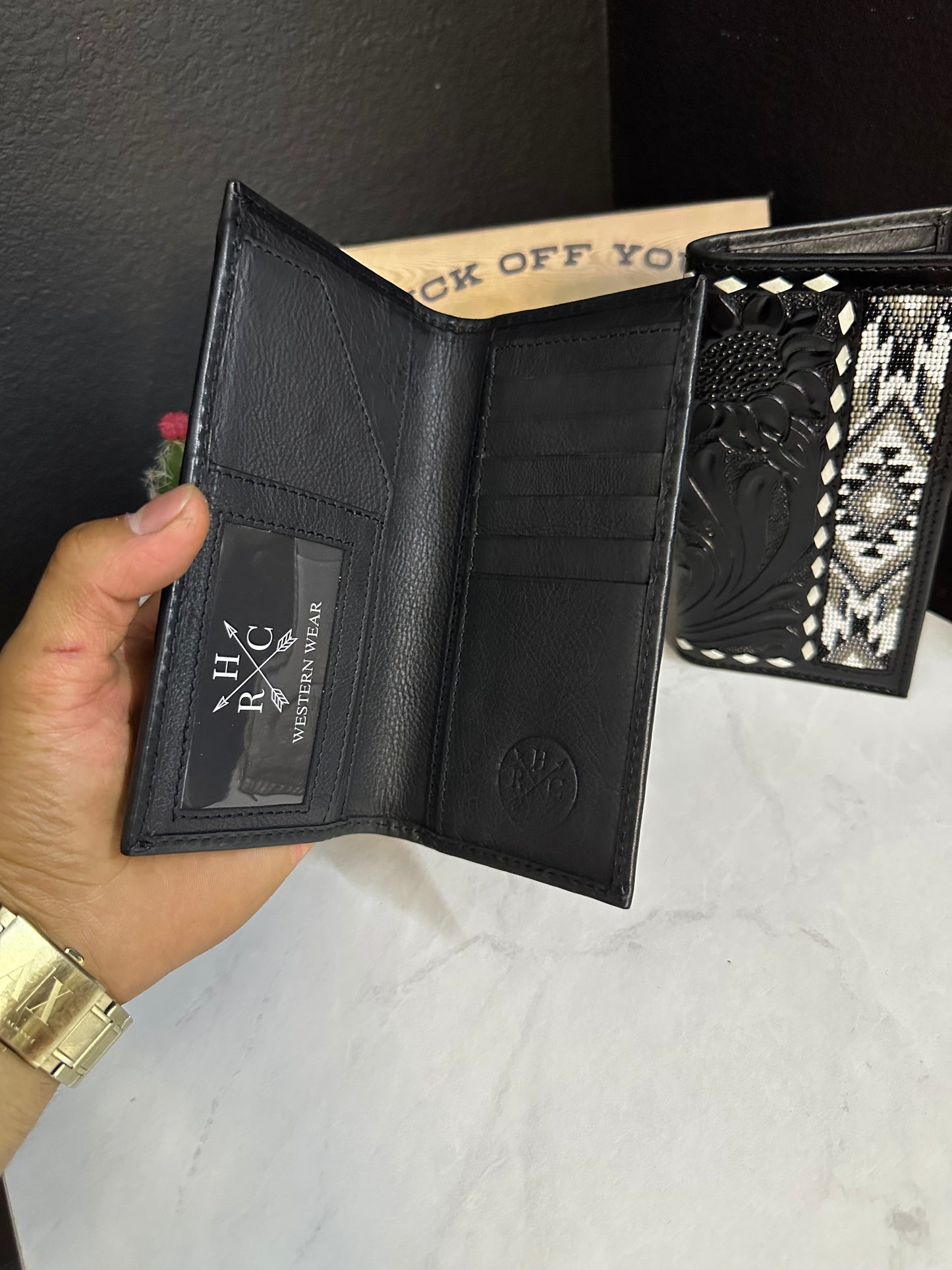 Men Tooled Inlay Beaded Rodeo Wallet-2027