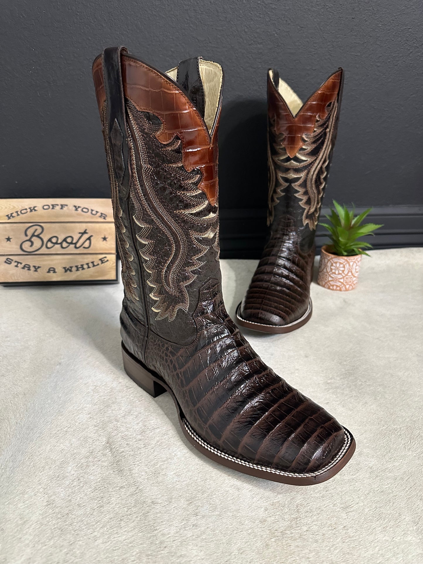 Brown Caiman Frontier Mens Cowboys Boots