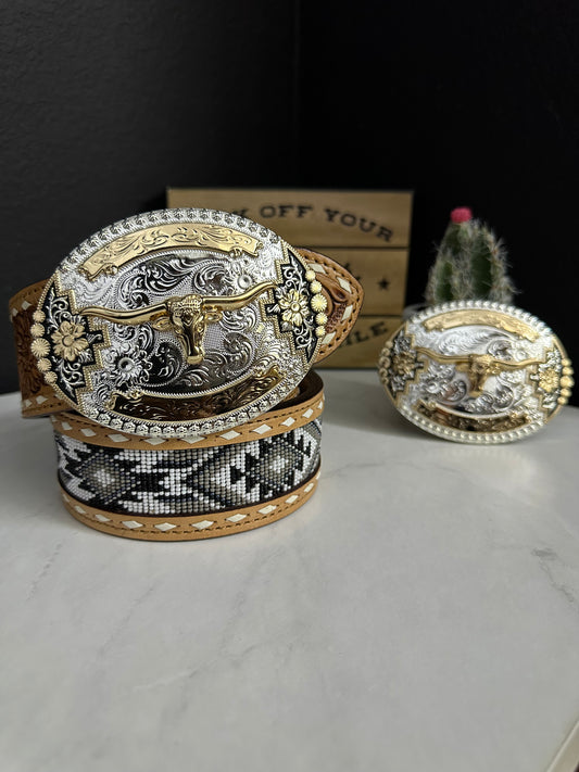 Mason Long Horn Belt Buckle
