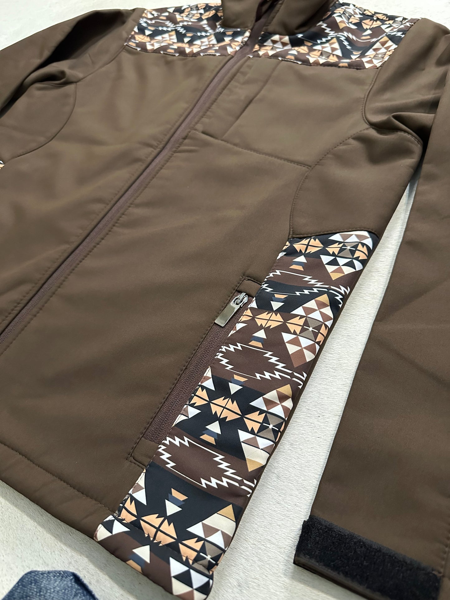 Brown Soft Shell Az Print Jacket