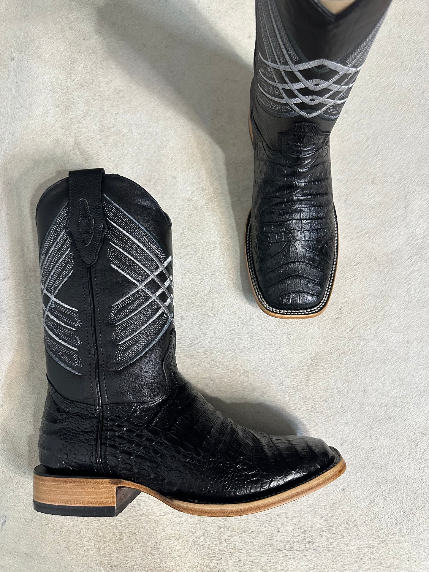 Paris Black Caiman Belly Cowboy Boots