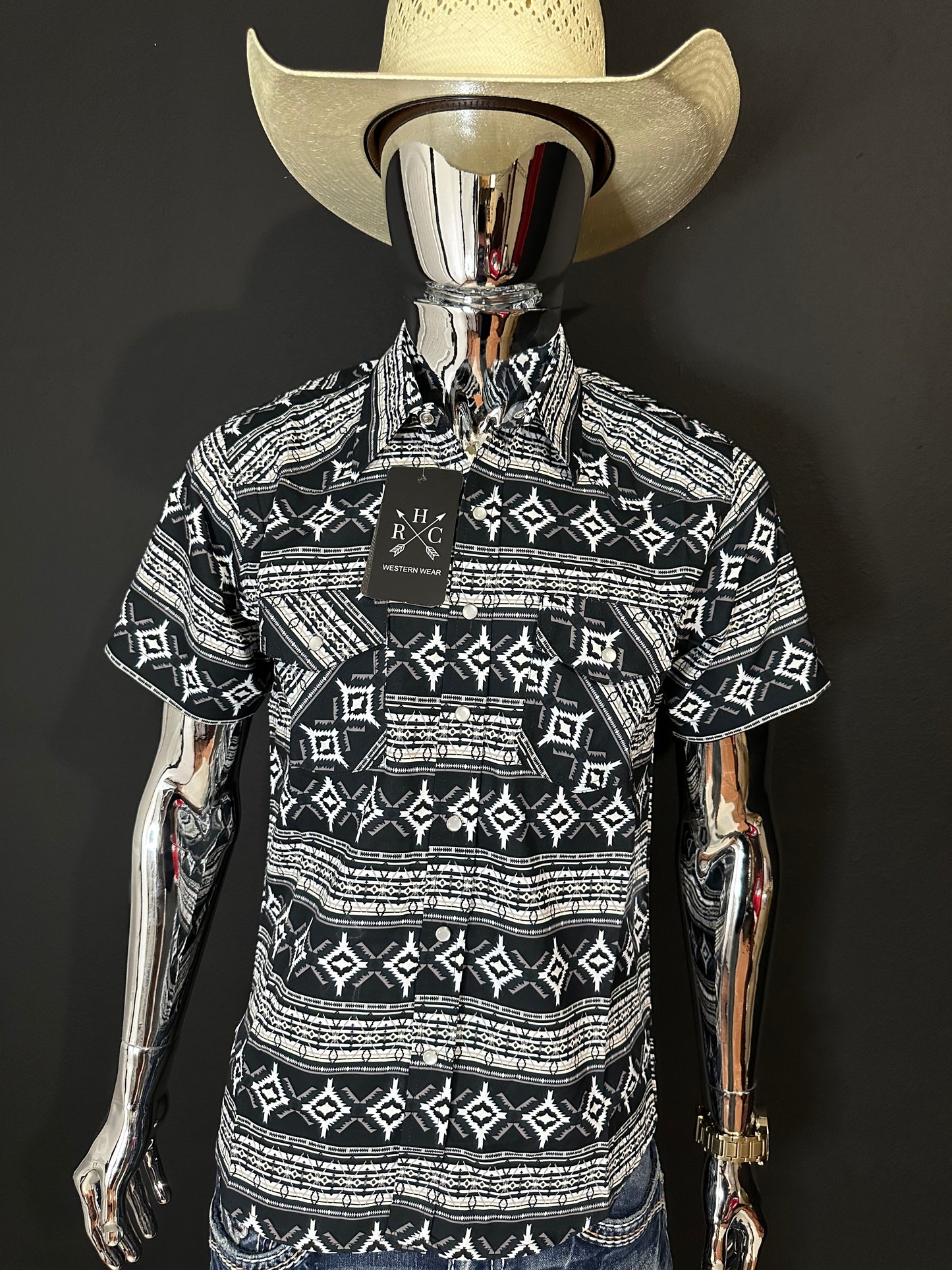 Austin Retro Aztec Snap Short Sleeve