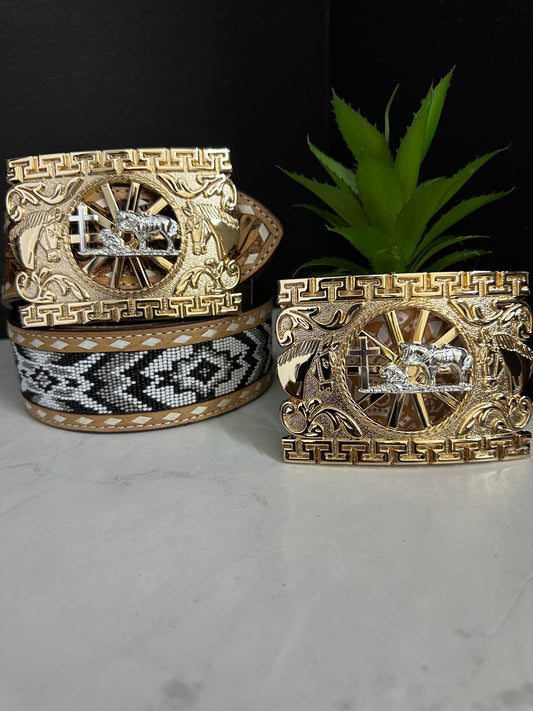 Dylan Rose Gold Praying Cowboy Belt Buckle