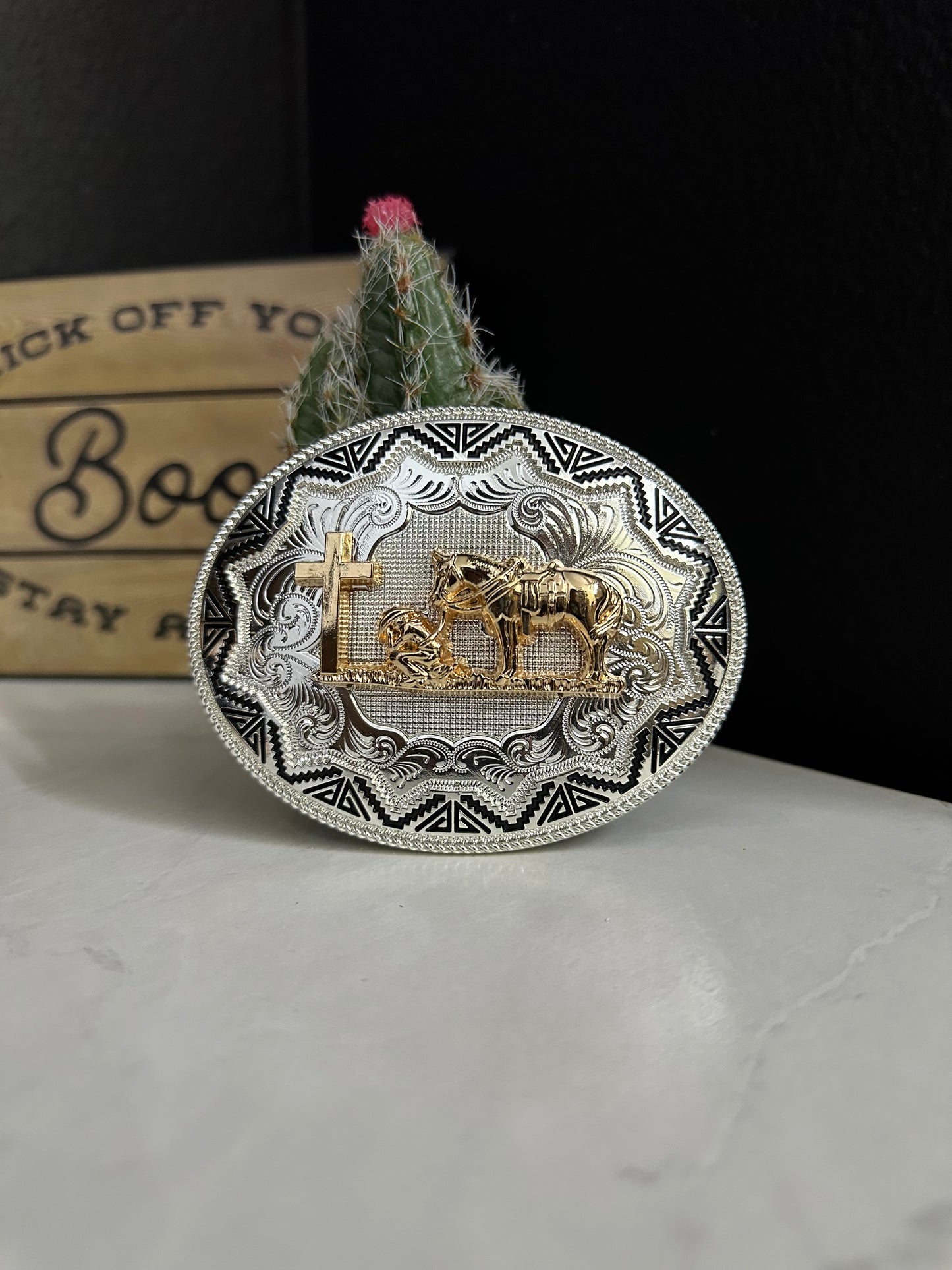 Arlo Praying Cowboy Belt Buckle