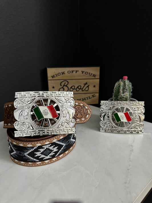 Dylan Silver Mexico Flag Belt Buckle