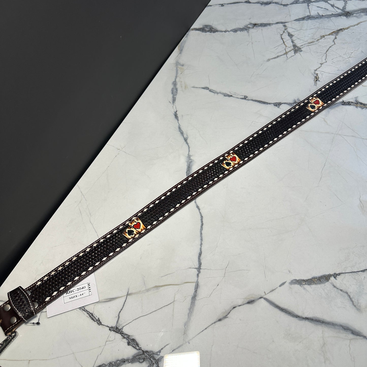 1 7/8 Brown Ace Heart Leather Belt RHC-2040