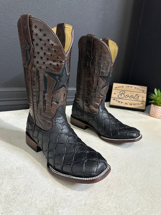 Franco Black Men Cowboy Boots