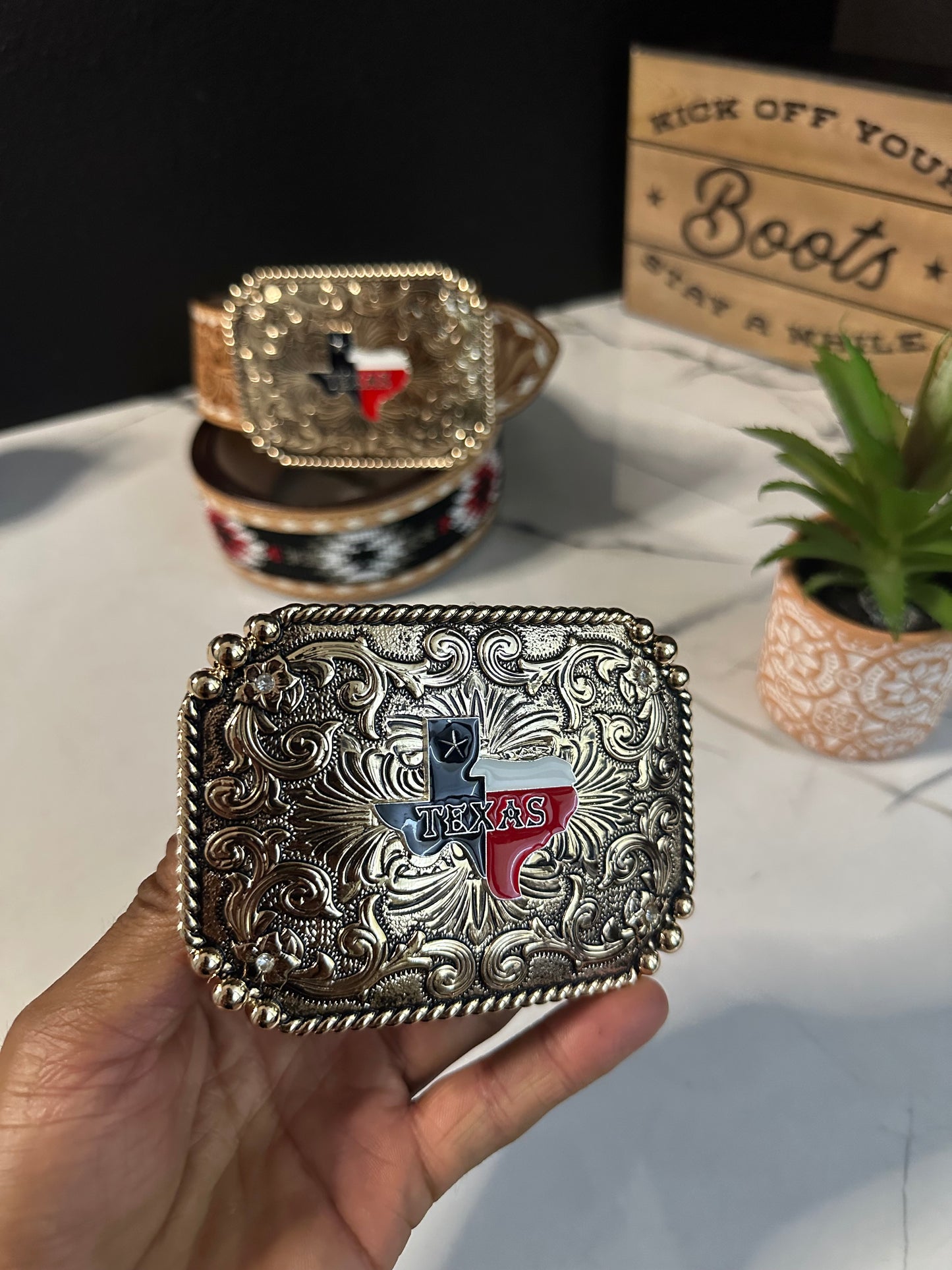 SJ- Texas Logo Belt Buckle