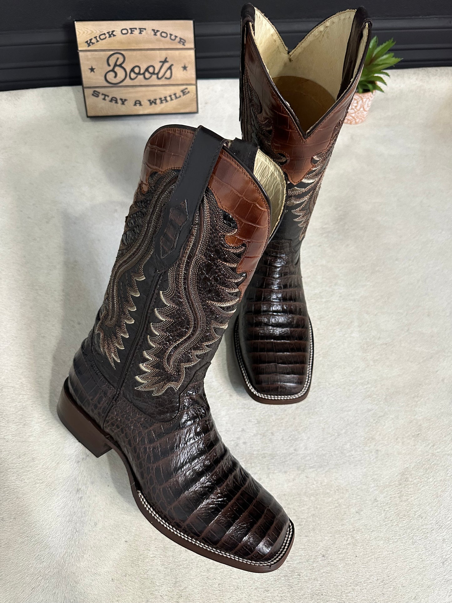 Brown Caiman Frontier Mens Cowboys Boots