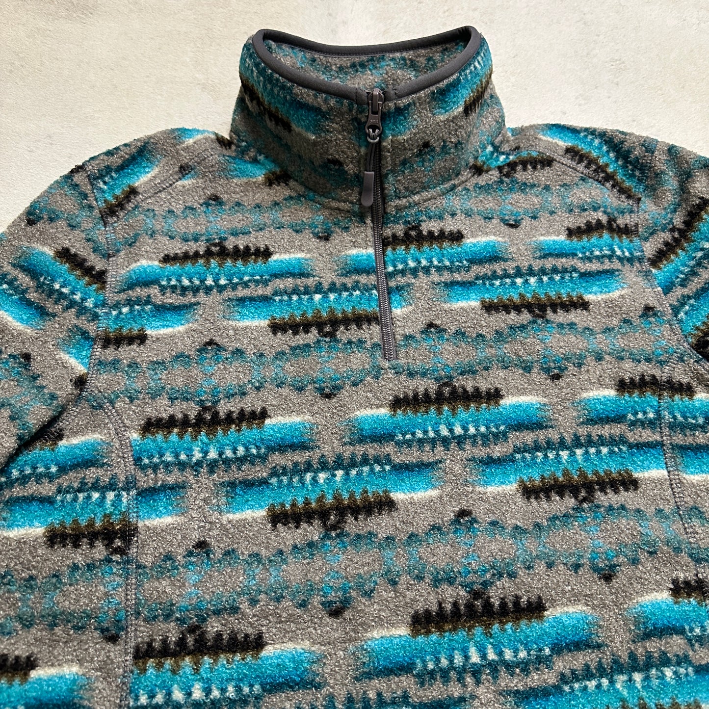 Teal Men’s Aztec Print Pull Over Quarter Zip