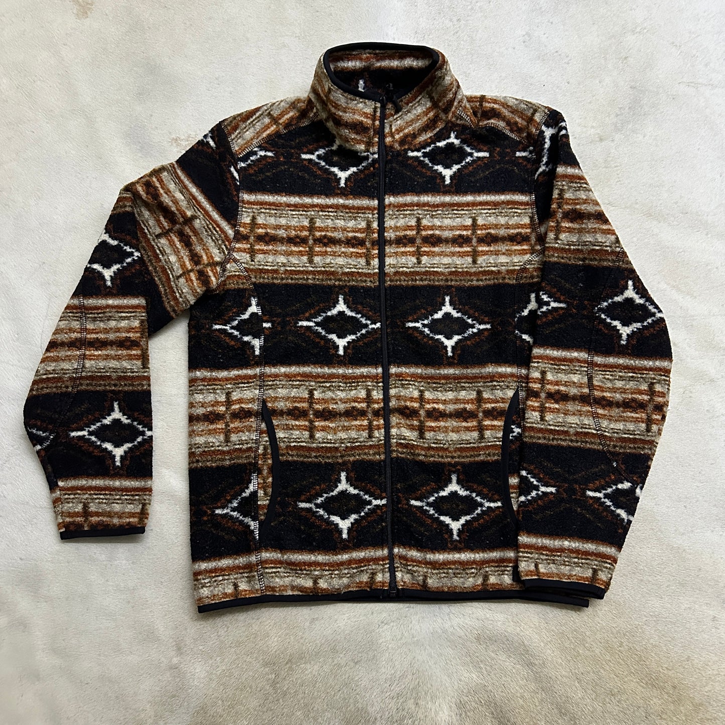 Rustic Brown Men’s Aztec Print Full Zipper