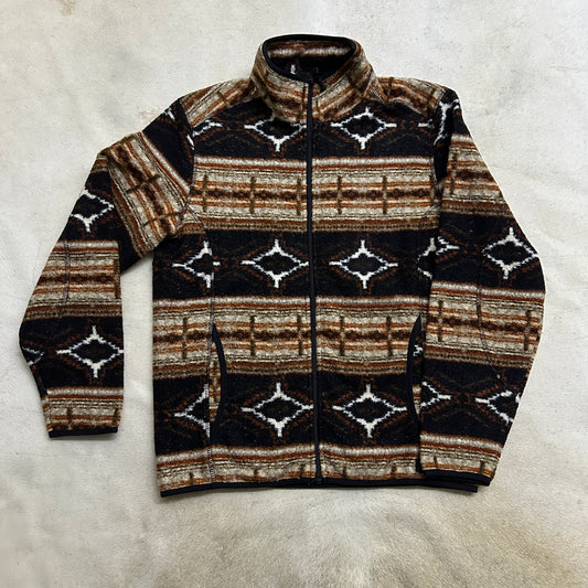 Rustic Brown Men’s Aztec Print Full Zipper
