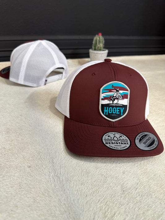 Hooey Cheyenne Maroon White Trucker Hat