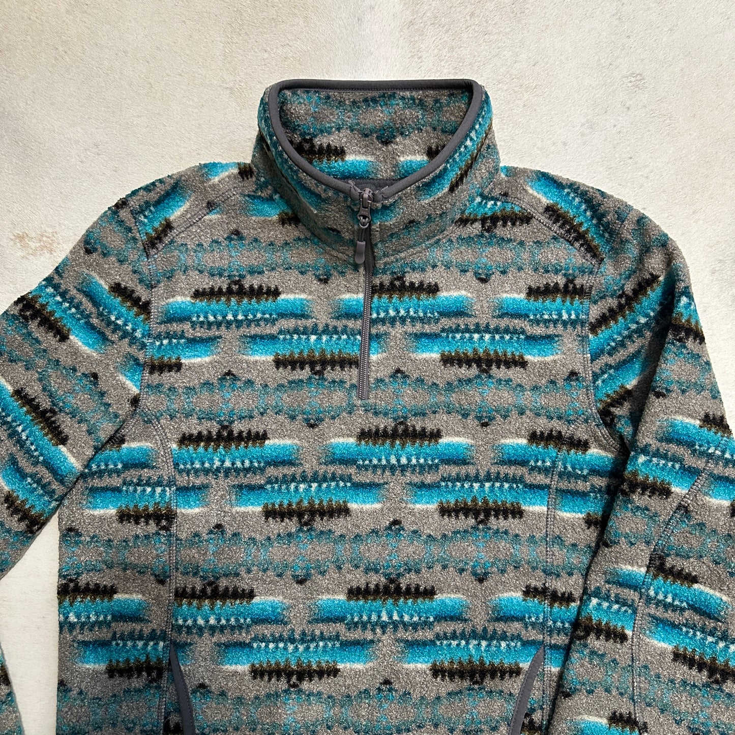 Teal Men’s Aztec Print Pull Over Quarter Zip