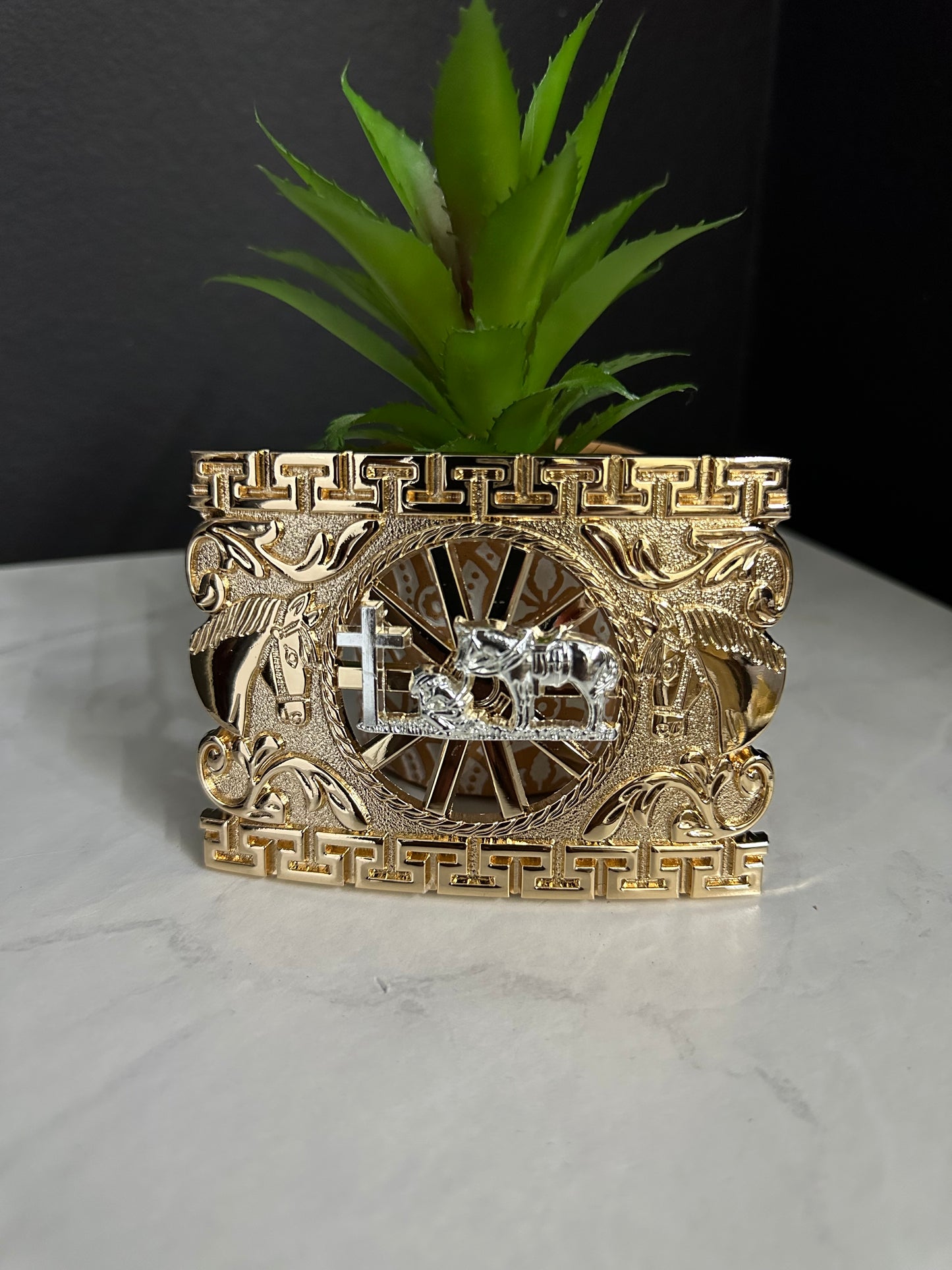 Dylan Rose Gold Praying Cowboy Belt Buckle