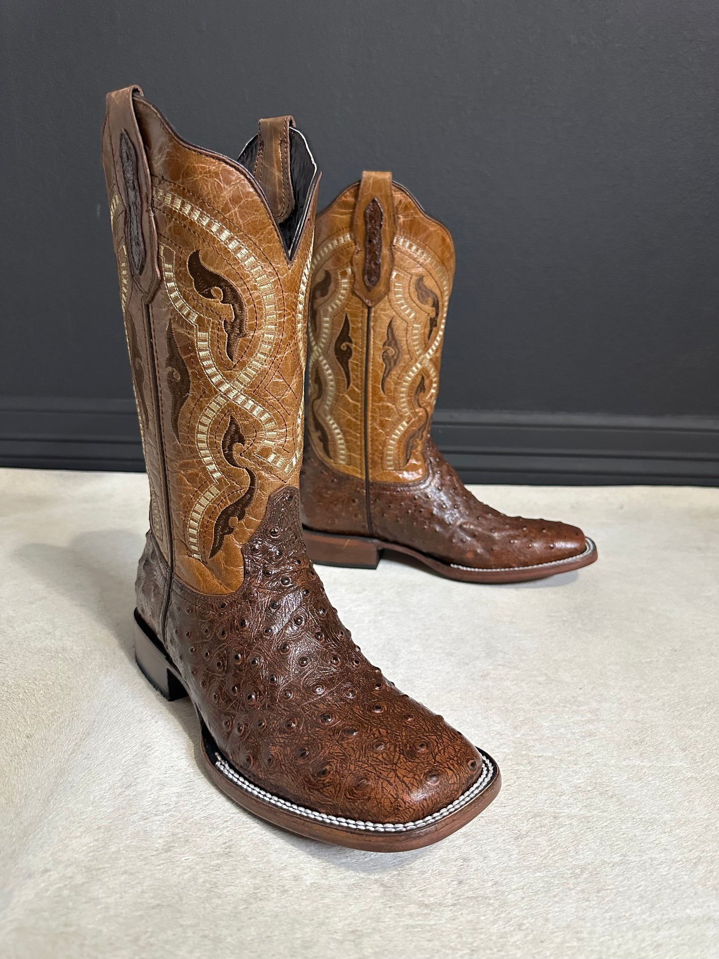 Leandro Brown Ostrich Cowboy Boots