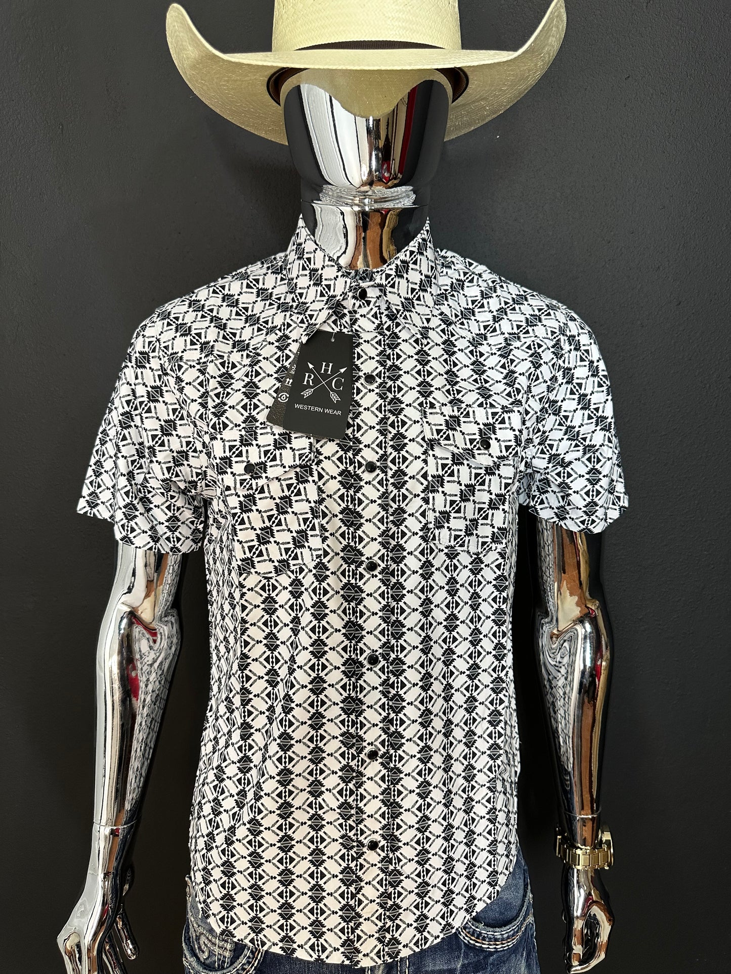 Blake Retro Aztec Snap Short Sleeve