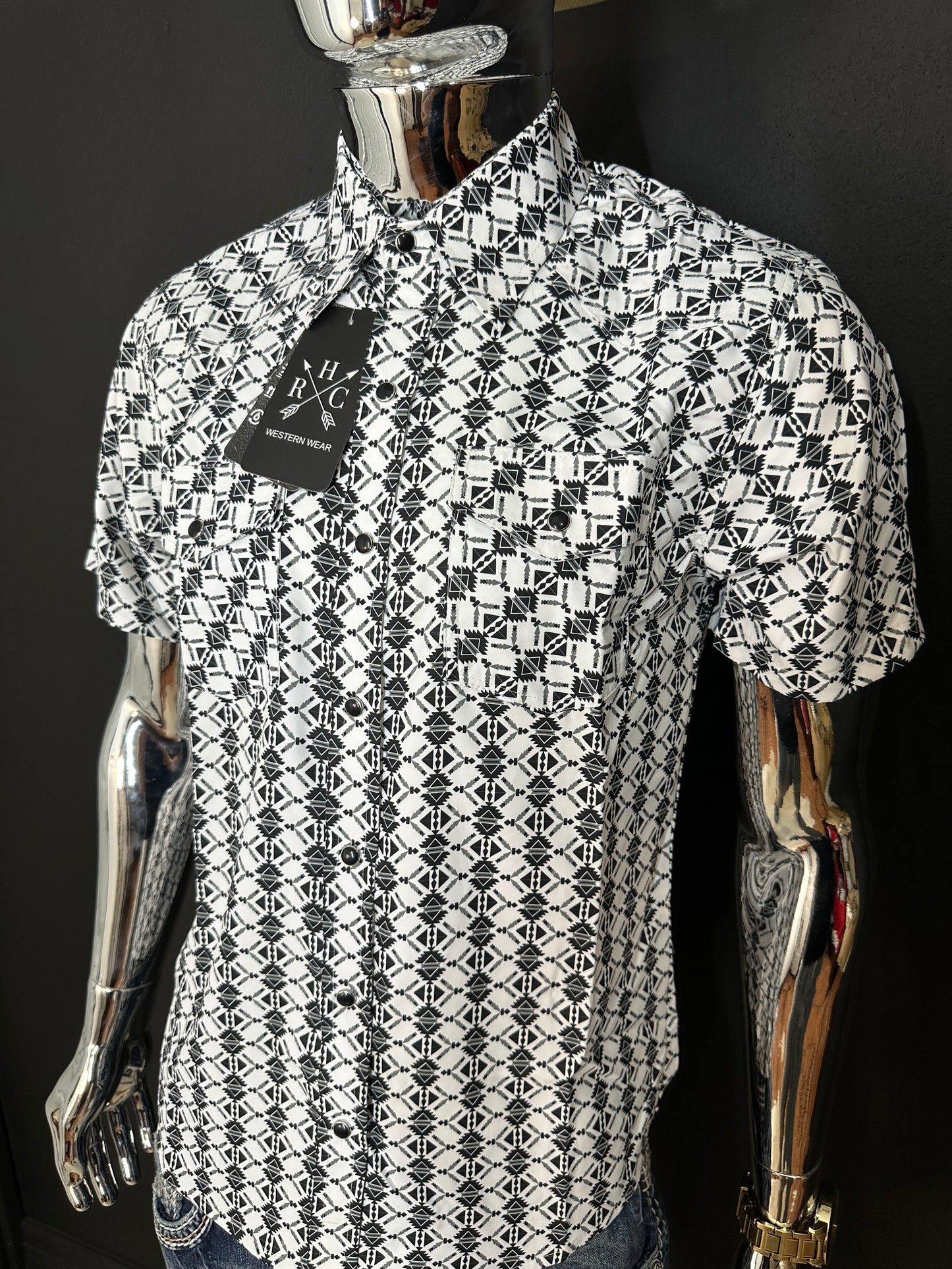 Blake Retro Aztec Snap Short Sleeve