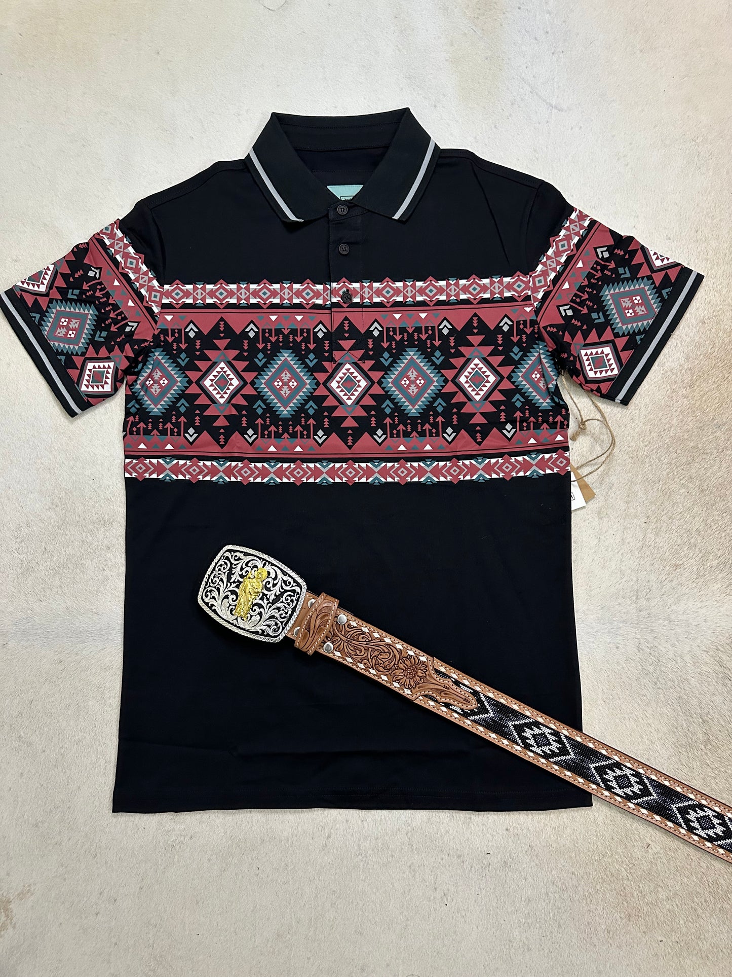 Black Aztec Polo Style-9834