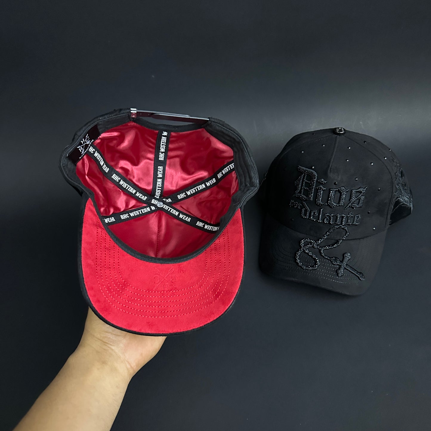 Dios Por Delante RHC Black Label Full Suede SnapBack Hat