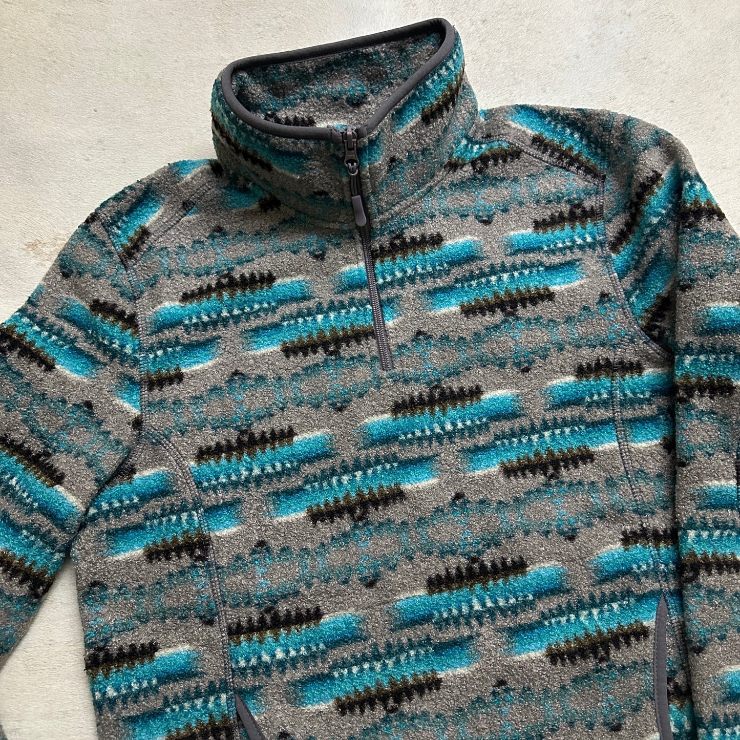 Teal Men’s Aztec Print Pull Over Quarter Zip