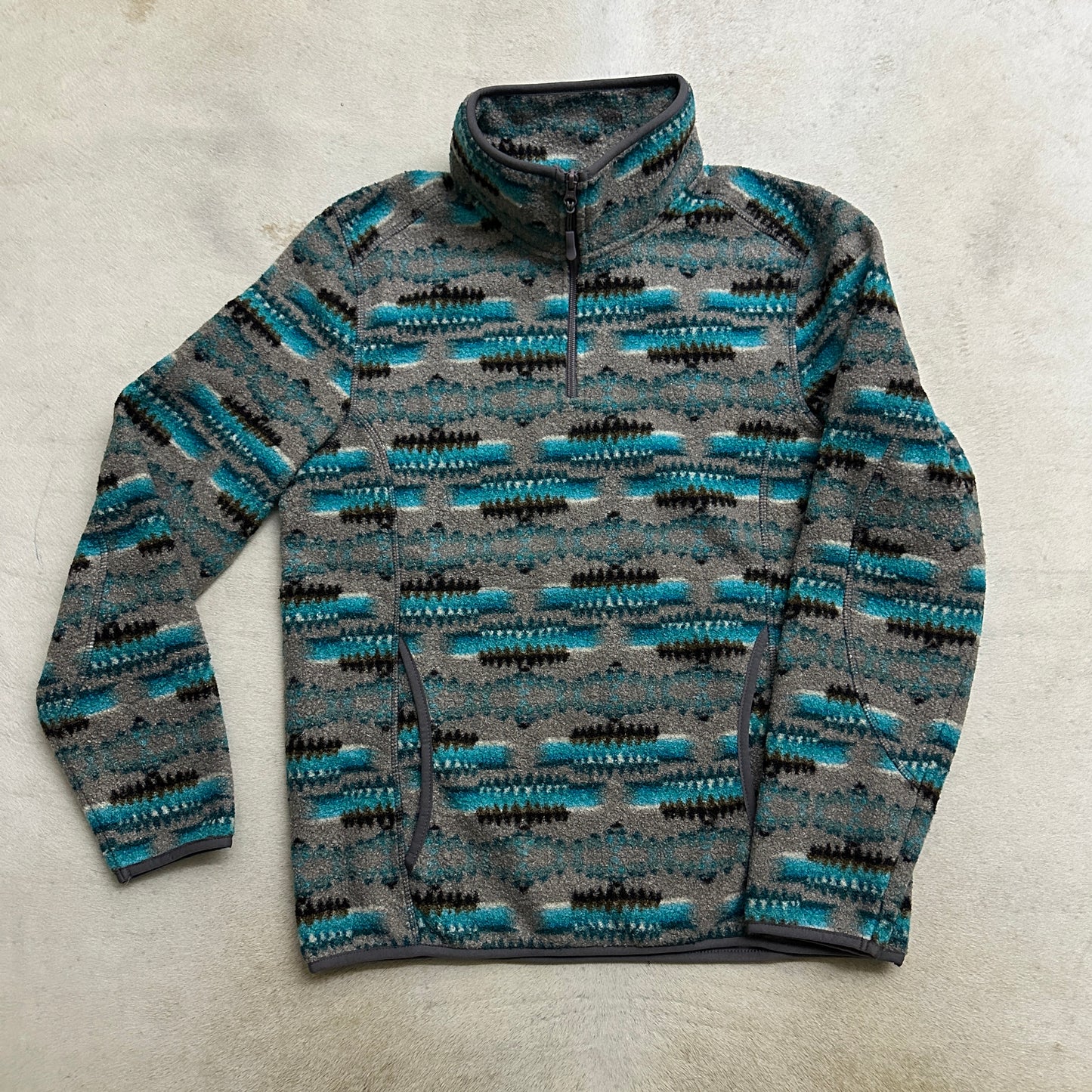 Teal Men’s Aztec Print Pull Over Quarter Zip
