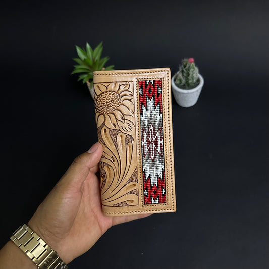 Men Tooled Inlay Beaded Rodeo Wallet-2029