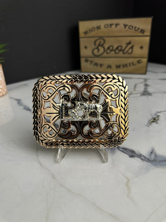 Mig Rose G Praying Cowboy Belt Buckle