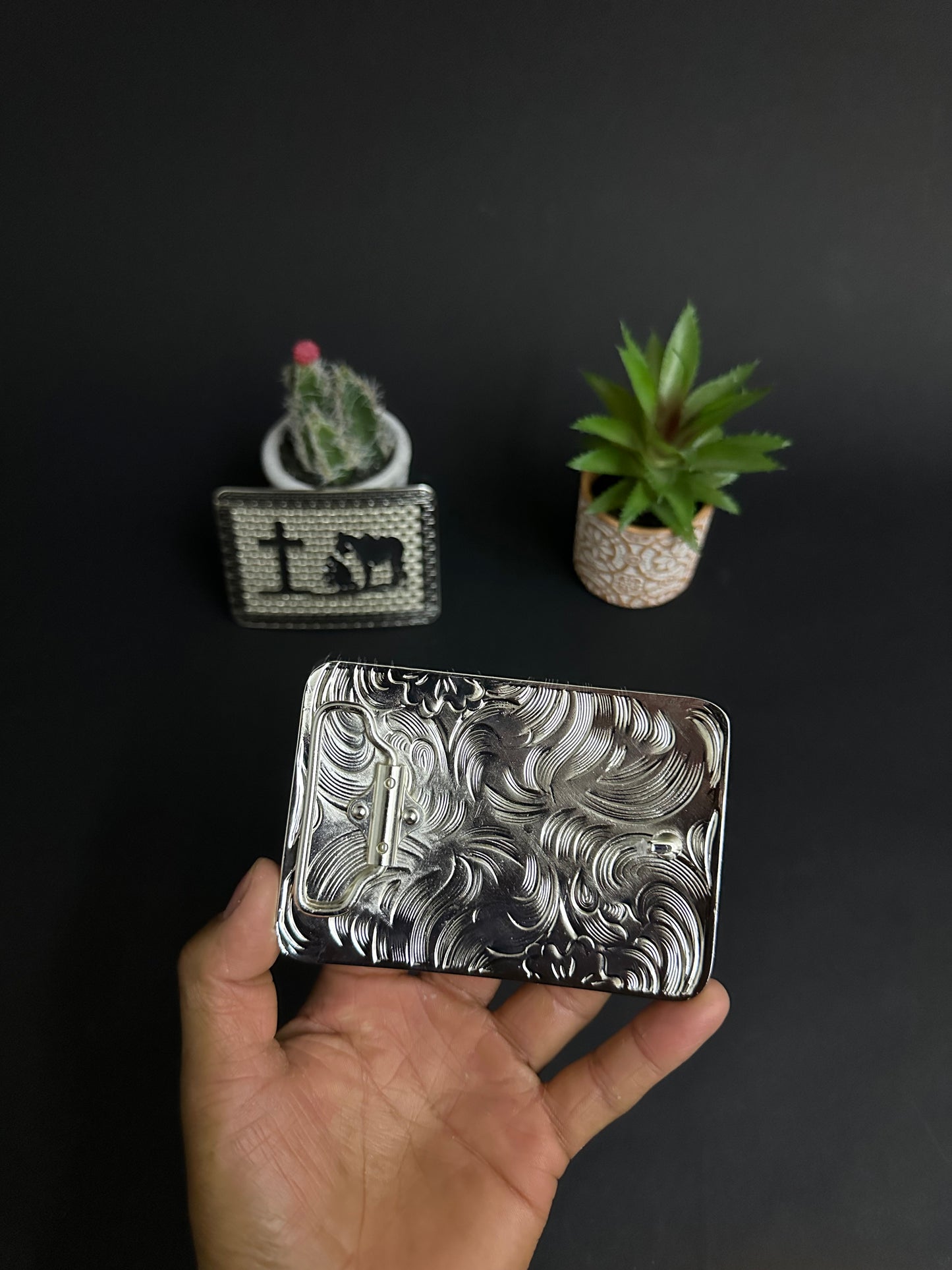 Cowboy Prayer Belt Buckle - Cowboy With Cross and Horse Design